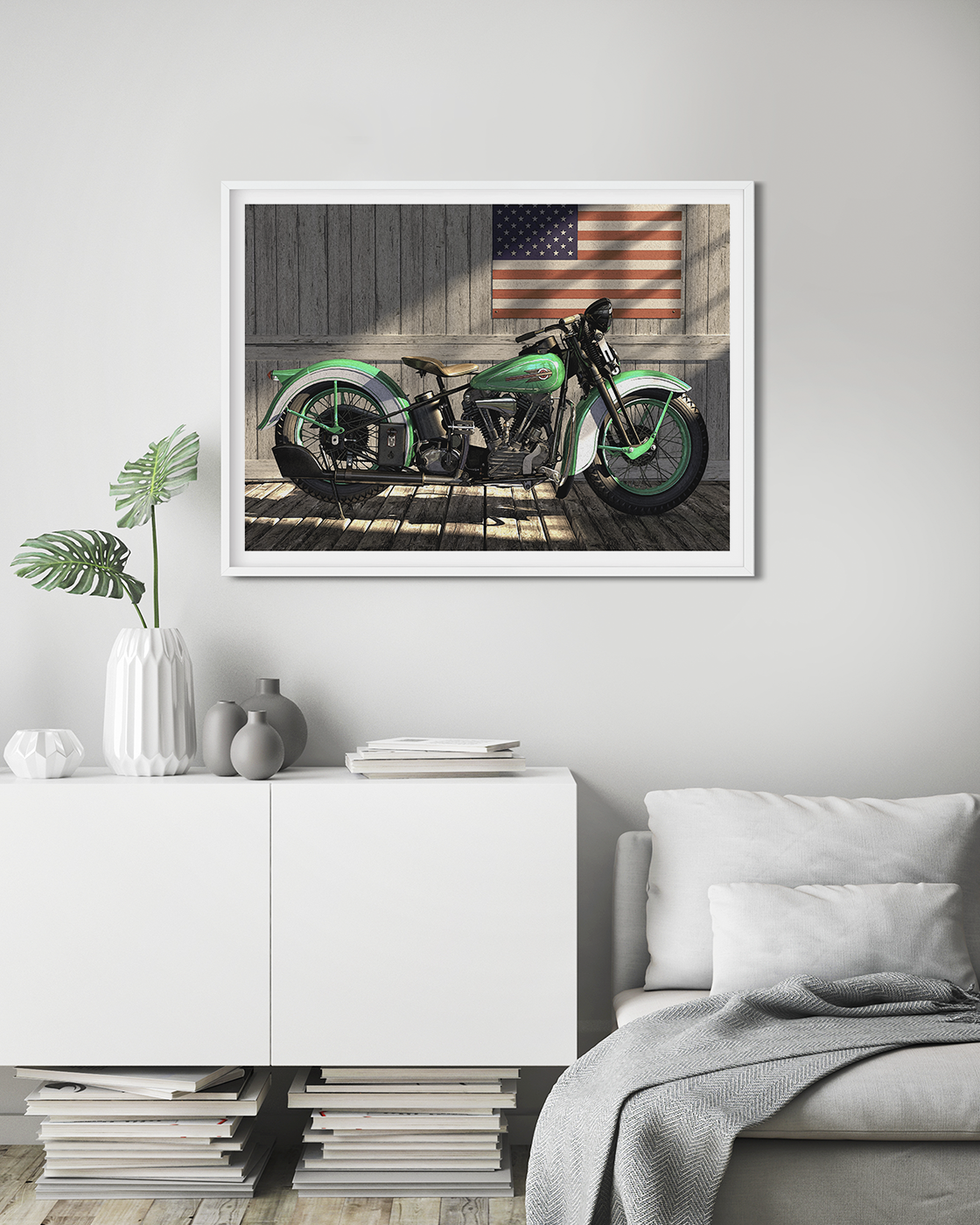 Beautiful Harley illustration with a water color feel.