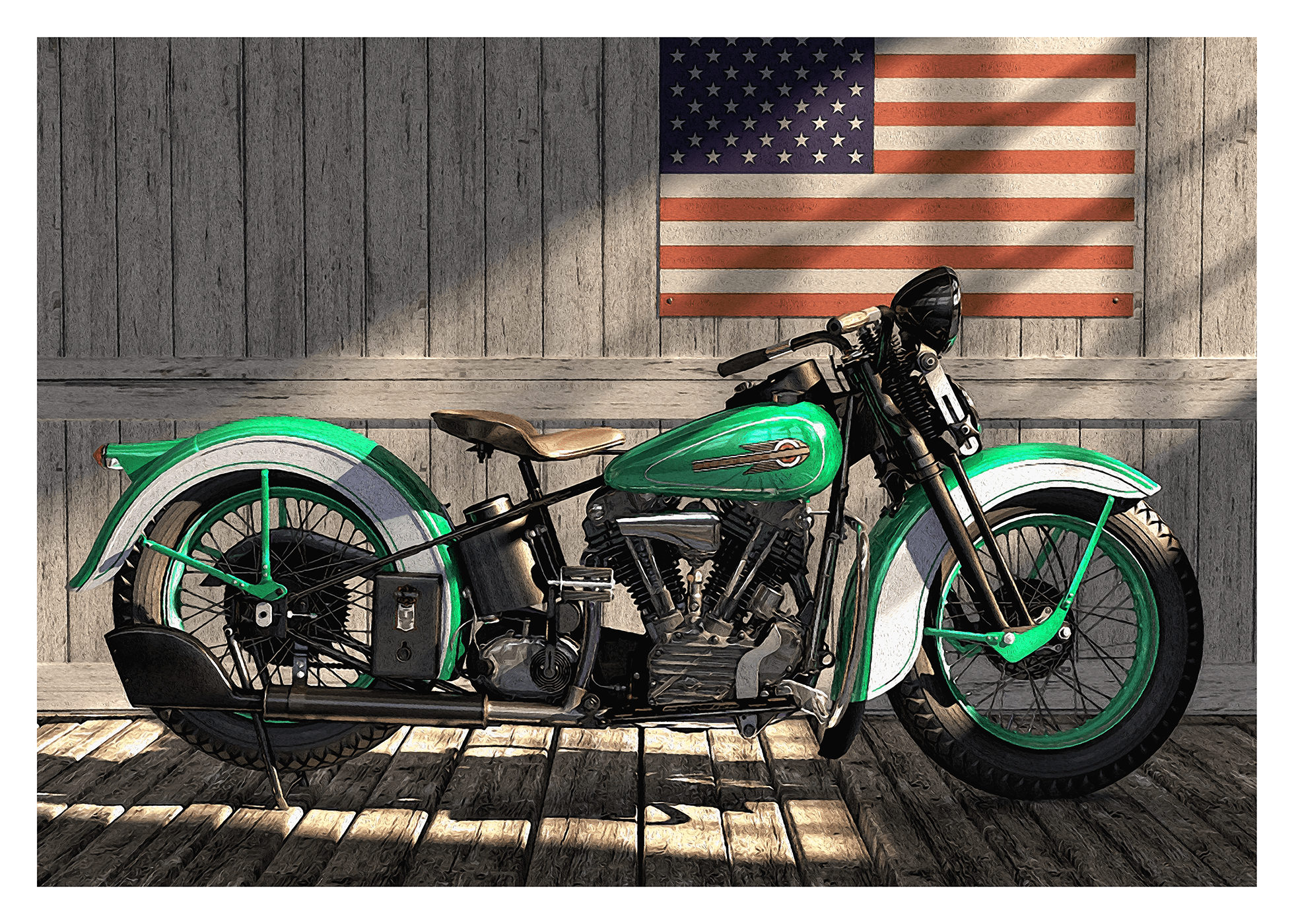 Harley under flag - Transit Art