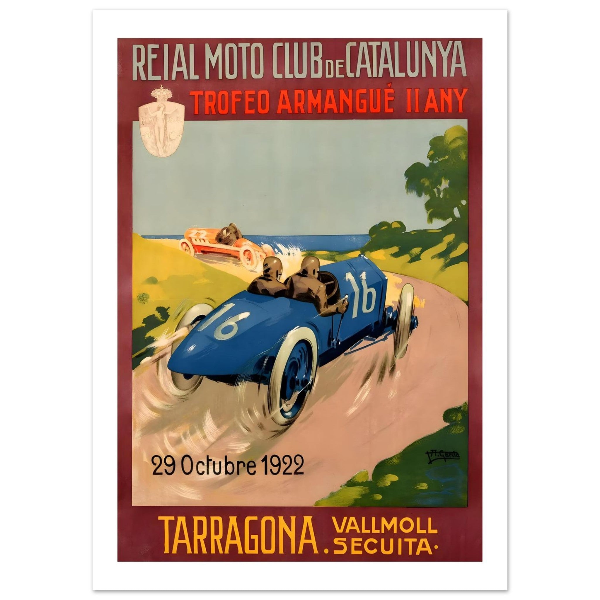 1922 Tarragona Trofeo Armangué Racing Poster - Transit Art