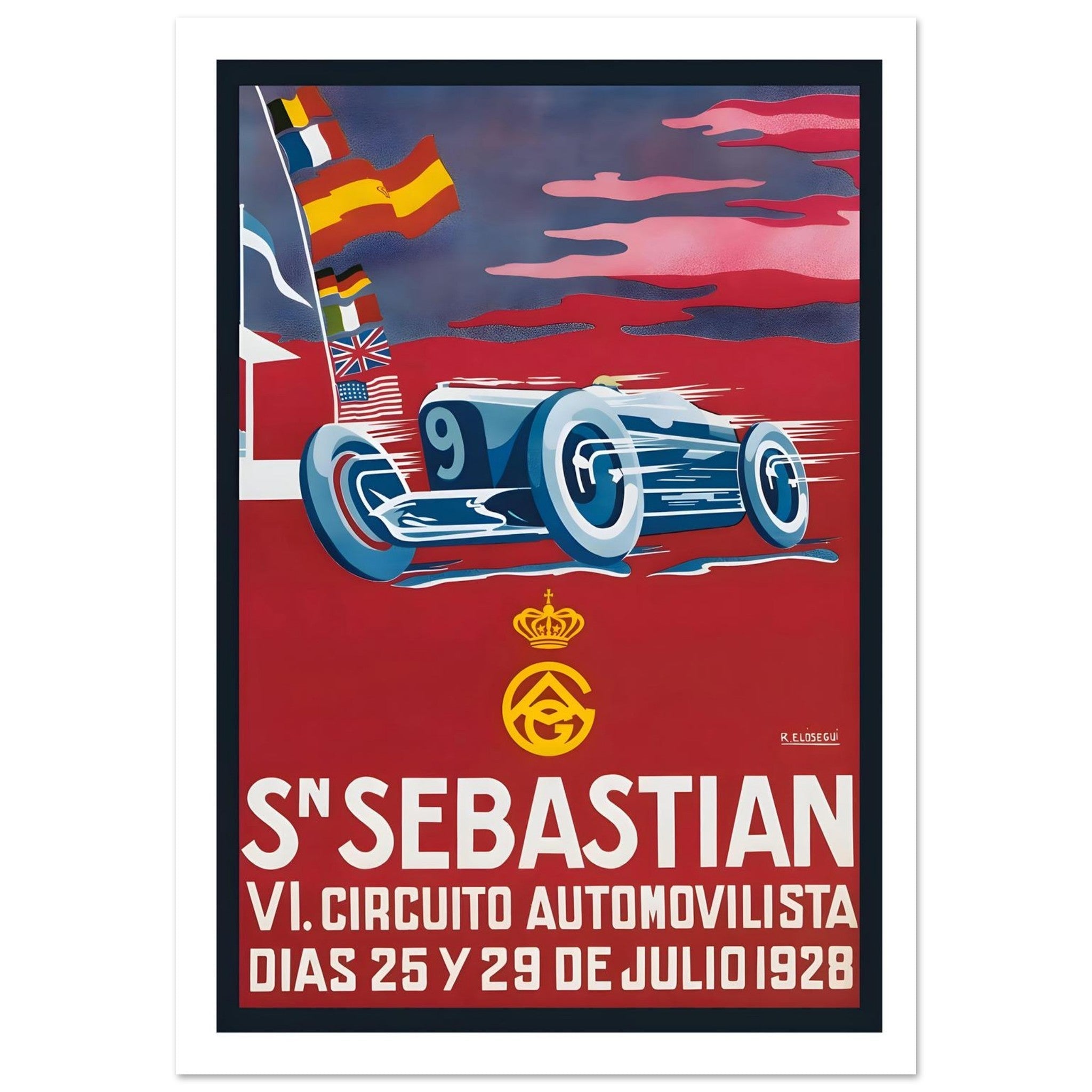 1928 San Sebastian VI Circuito Automovilista Poster - Transit Art
