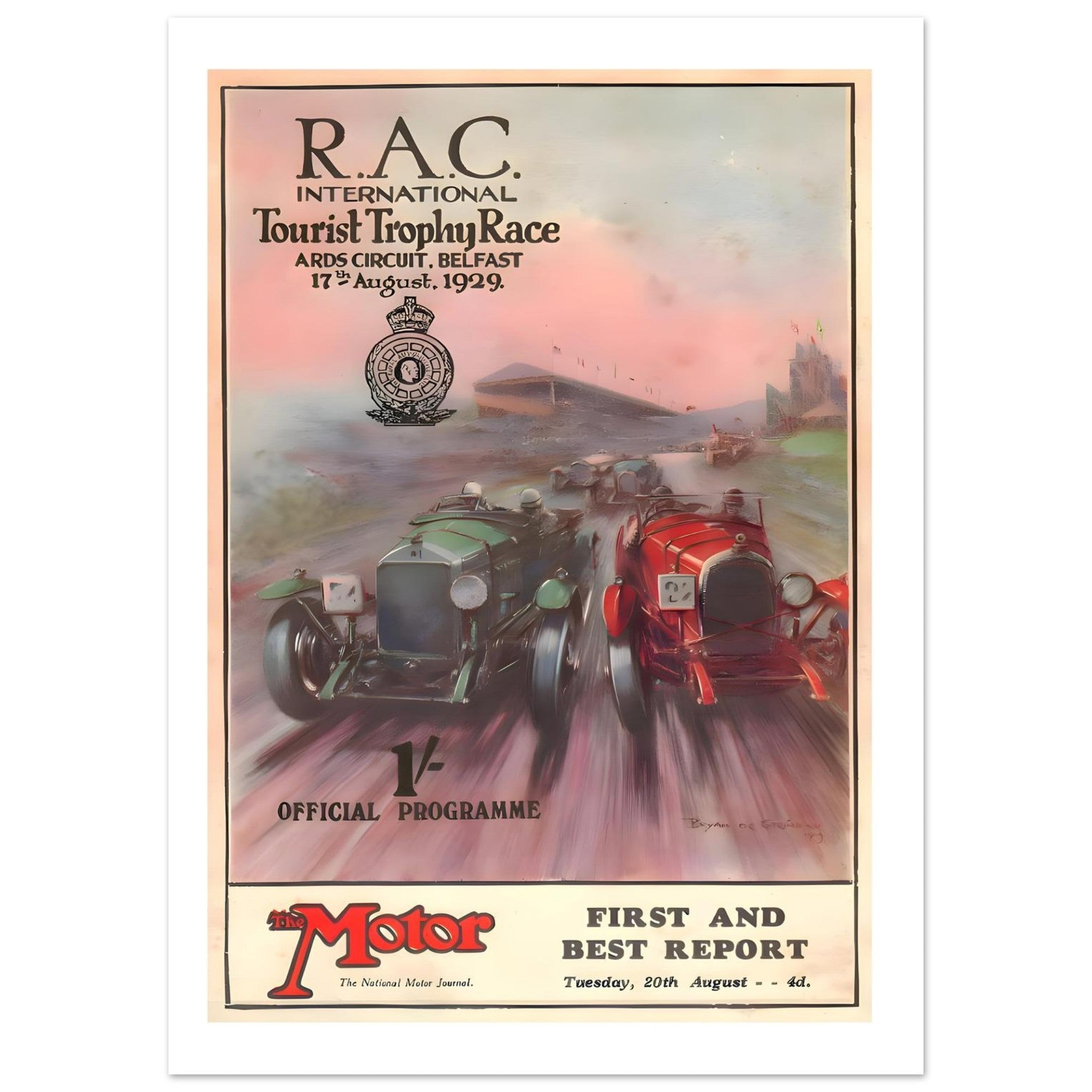 1929 R.A.C. Tourist Trophy Race Ards Circuit Poster - Transit Art