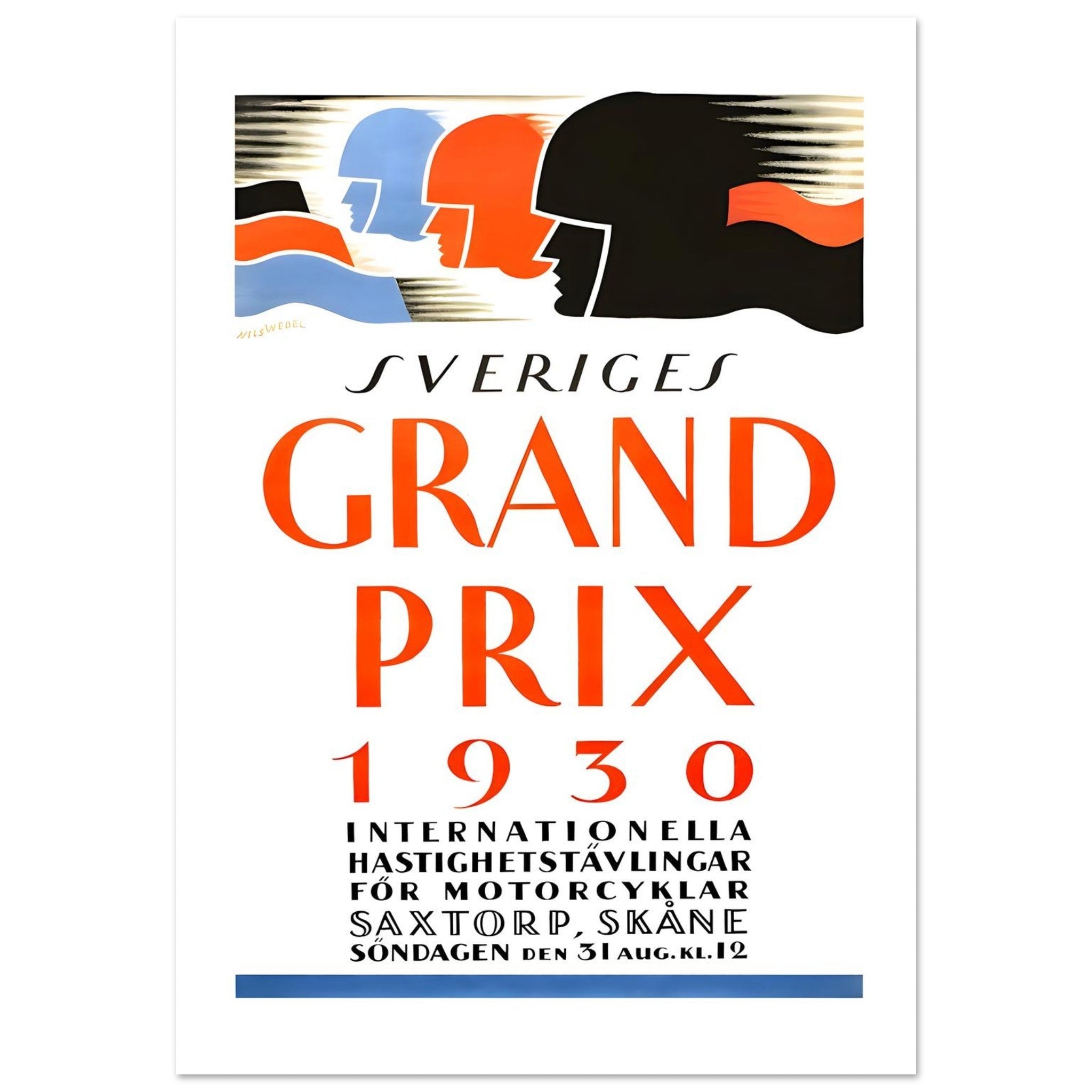 1930 Sweden Grand Prix Motorcycle Race Poster - Transit Art