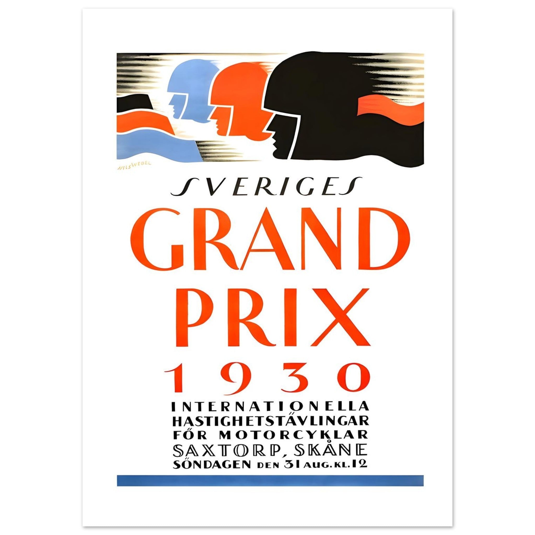 1930 Sweden Grand Prix Motorcycle Race Poster - Transit Art