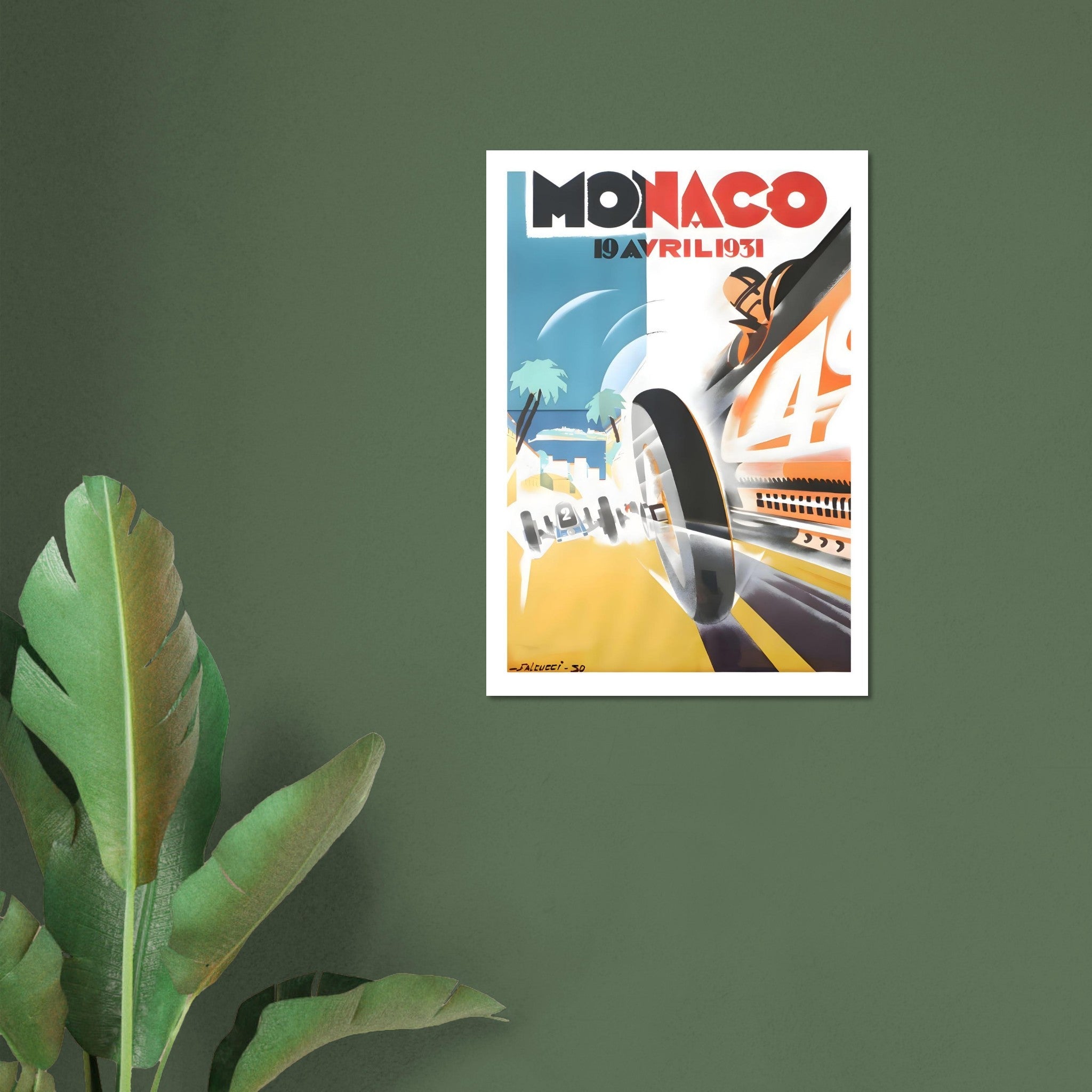 1931 Monaco Grand Prix Riviera Speed Poster - Transit Art