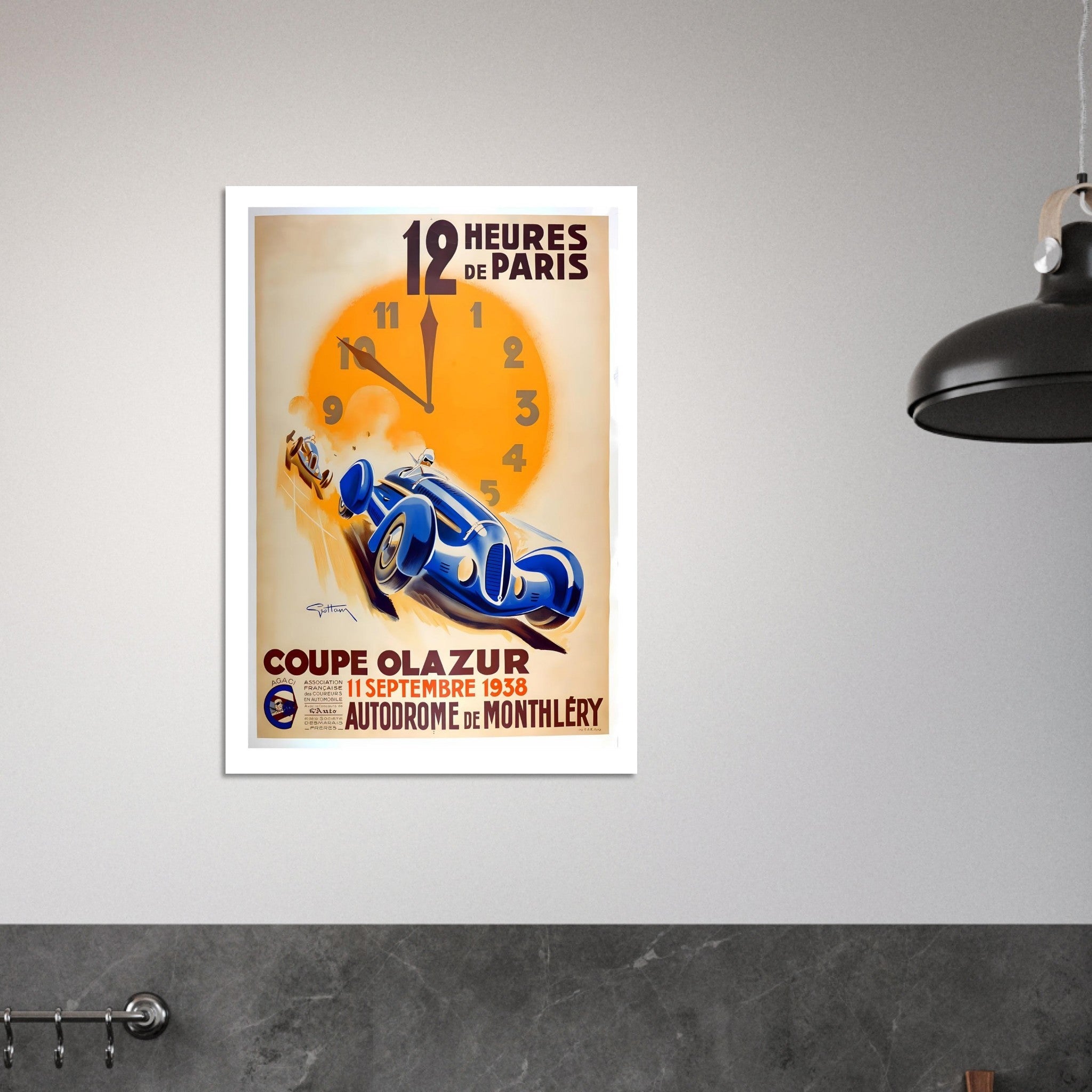 1938 12 Heures de Paris Coupe Olazur Poster - Transit Art