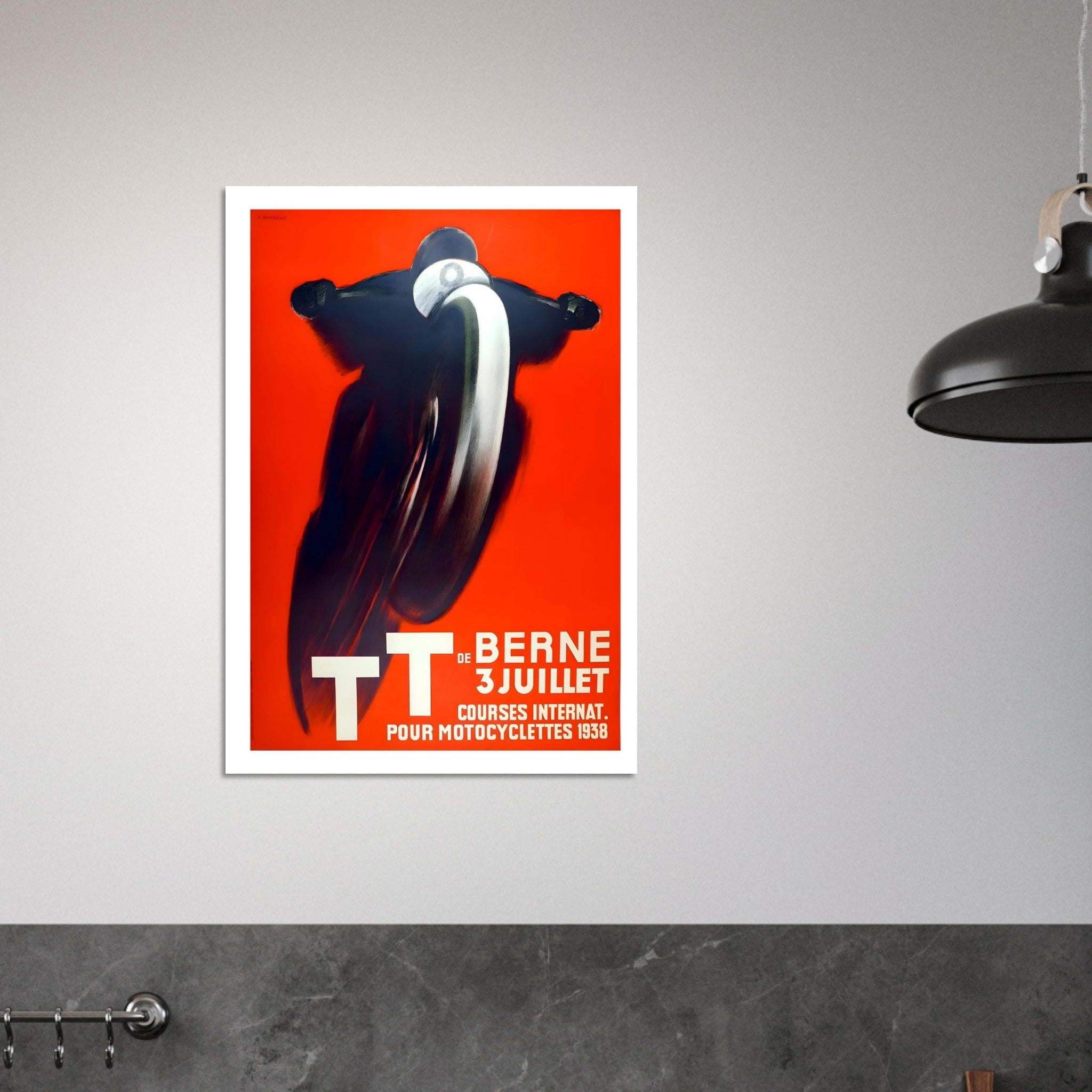 1938 Berne TT Motorcycle Race Poster - Transit Art