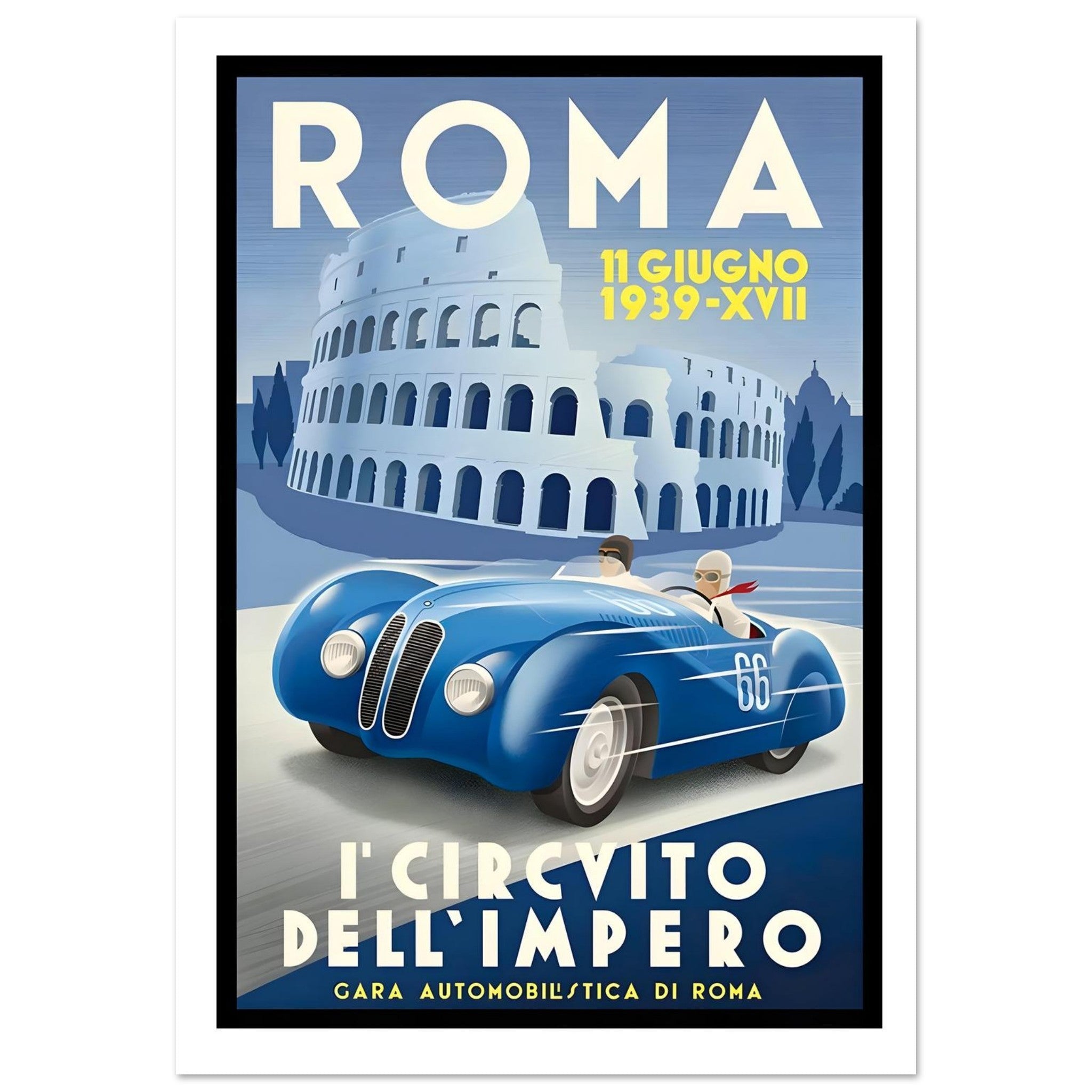 1939 Roma Circuito dell'Impero Racing Poster - Transit Art