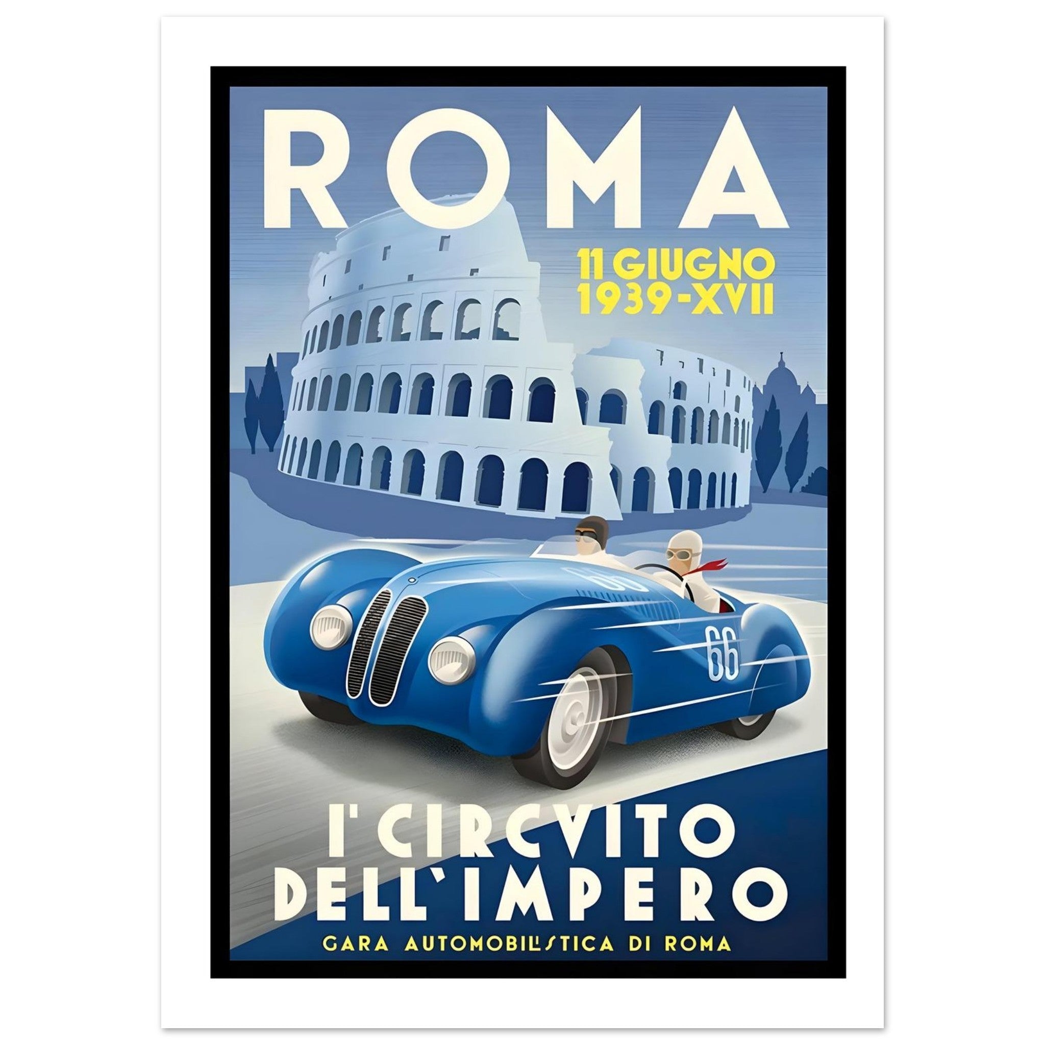 1939 Roma Circuito dell'Impero Racing Poster - Transit Art