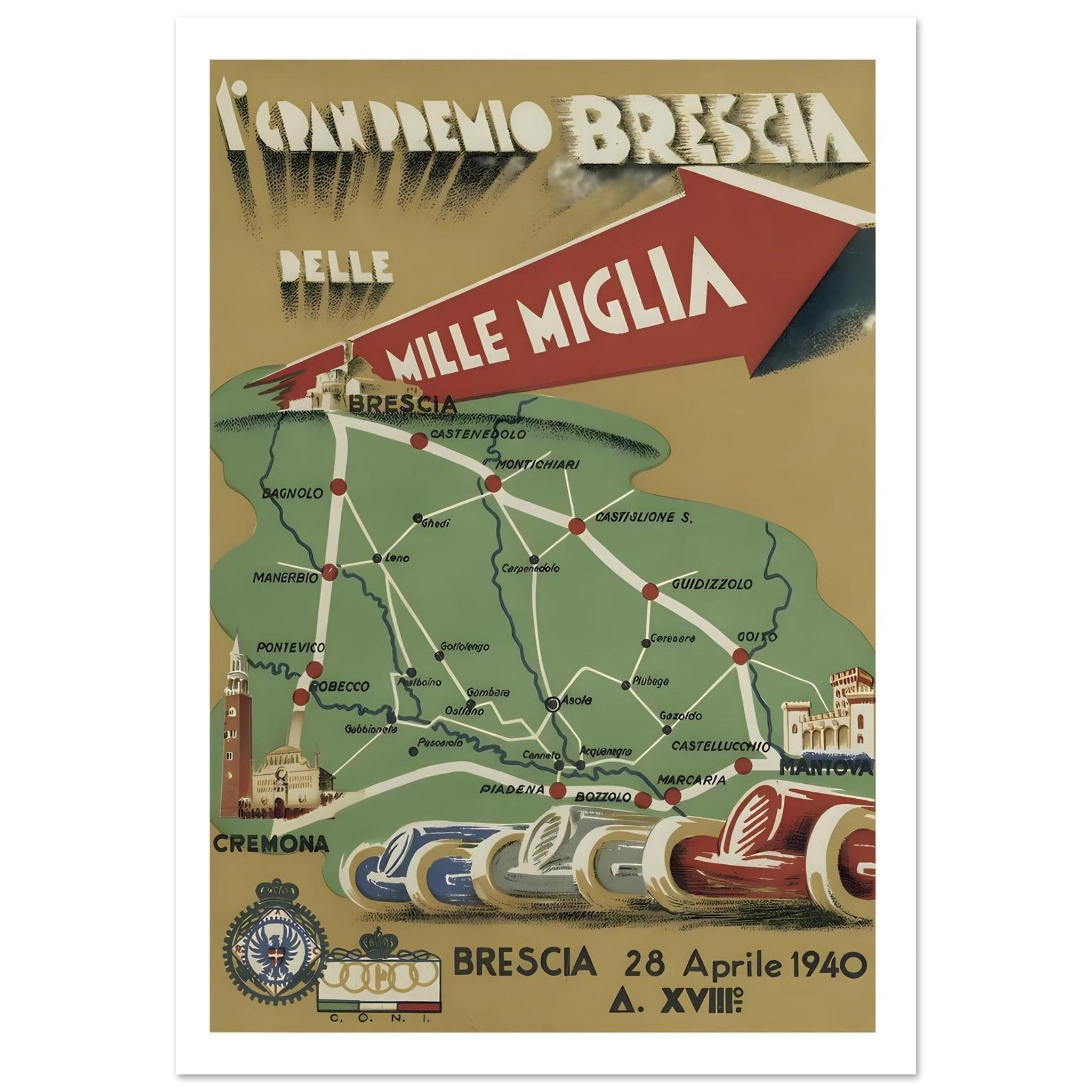 1940 Grand Premio Brescia delle Mille Miglia Poster - Transit Art