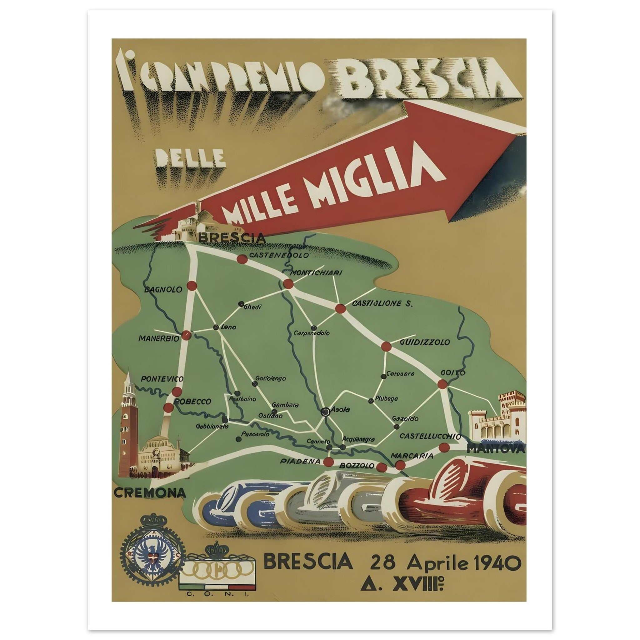 1940 Grand Premio Brescia delle Mille Miglia Poster - Transit Art