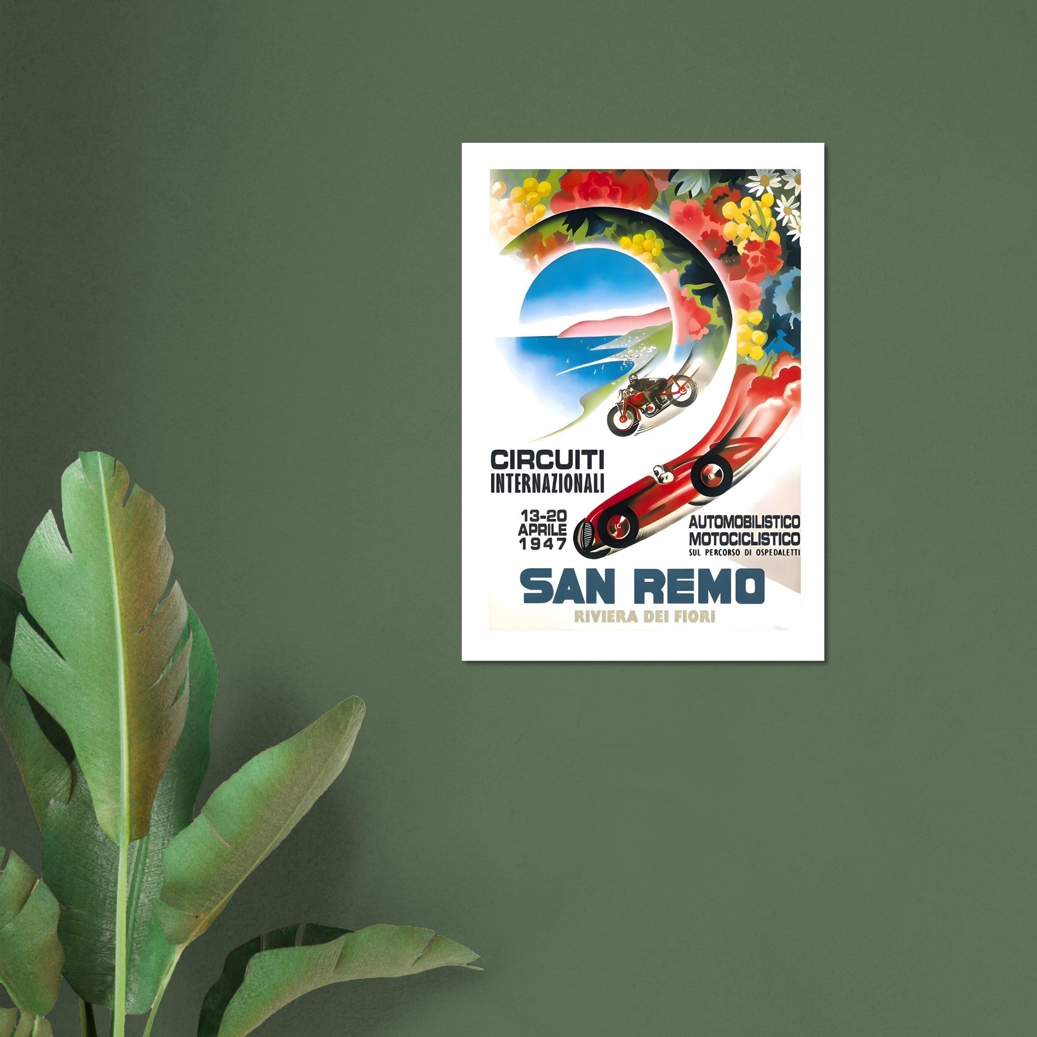 1947 San Remo International Motorcycle Racing Poster - Transit Art