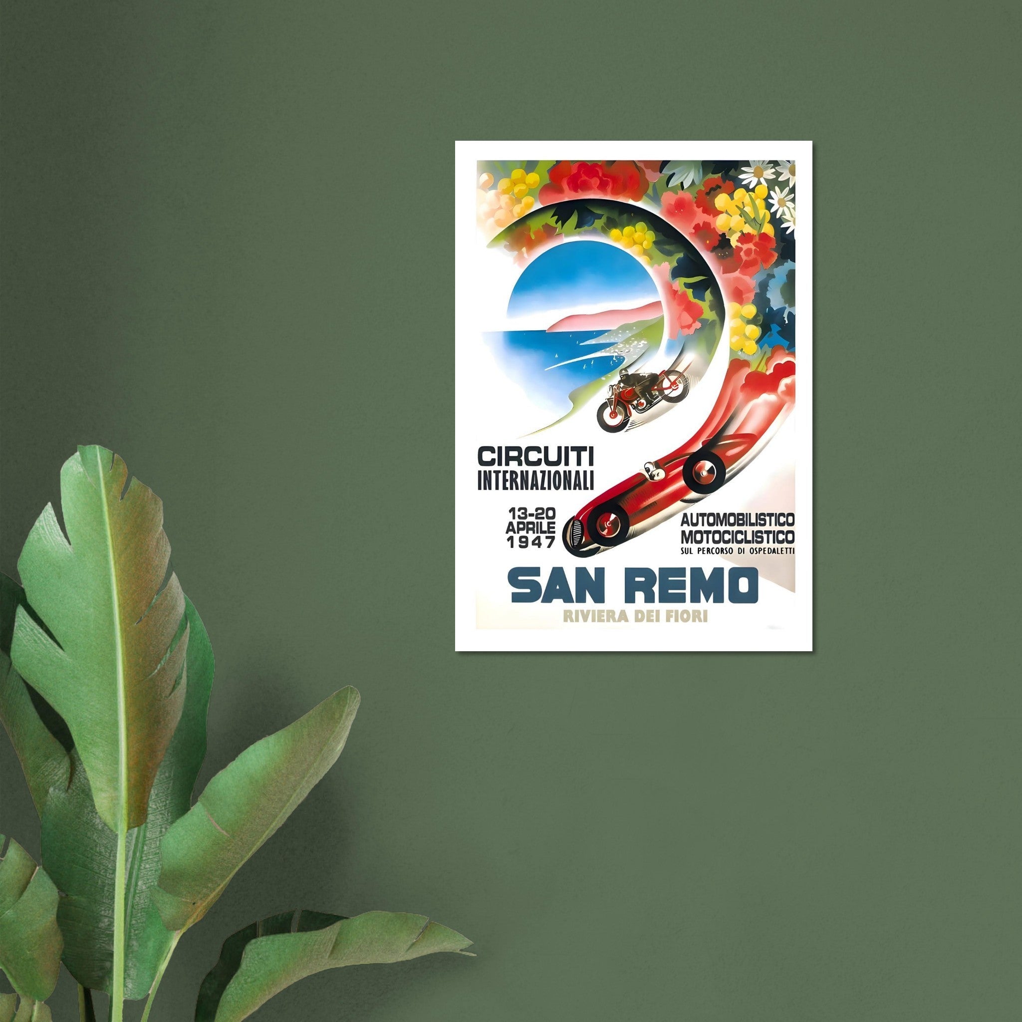 1947 San Remo Riviera dei Fiori Racing Poster - Transit Art