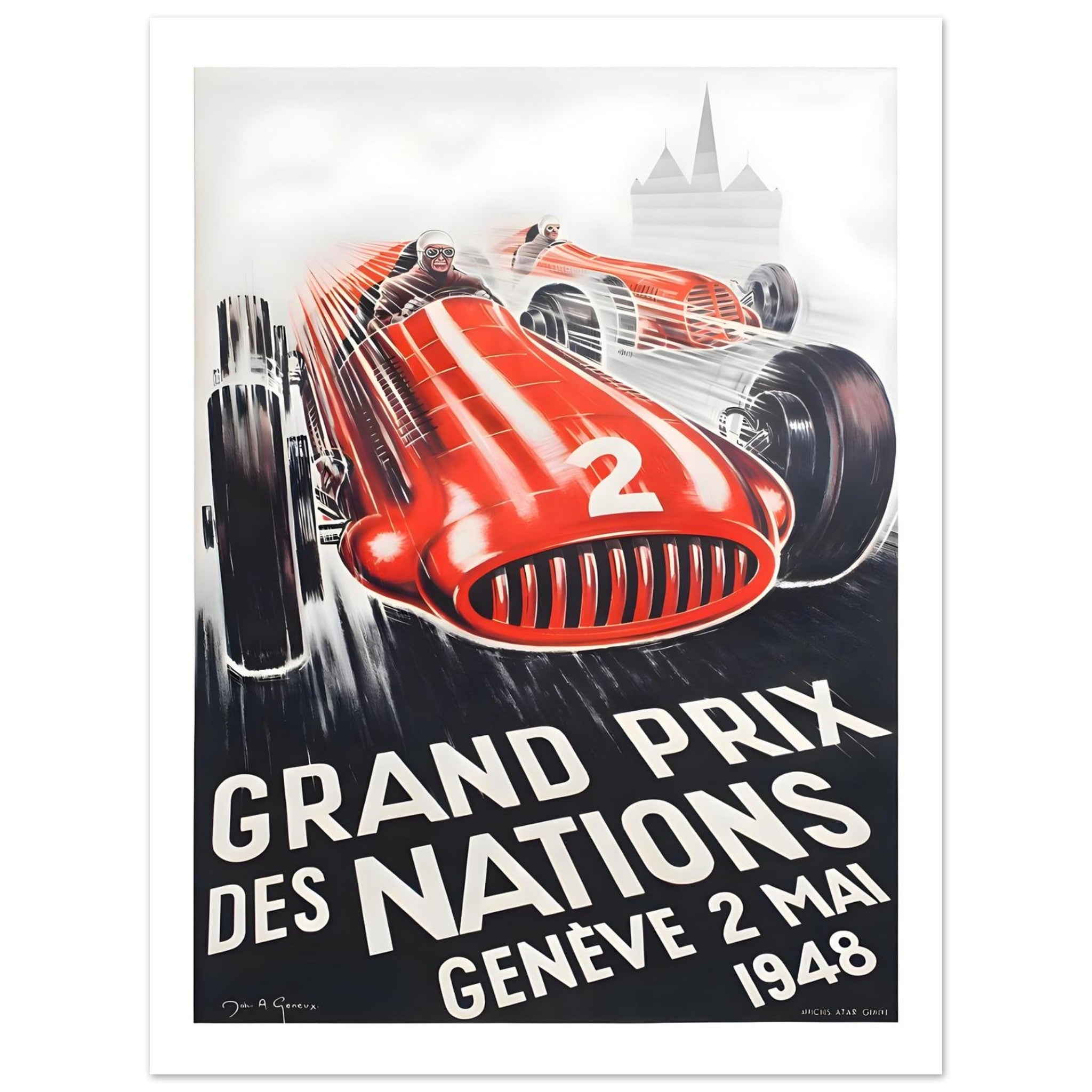 1948 Grand Prix des Nations Geneva Racing Poster - Transit Art