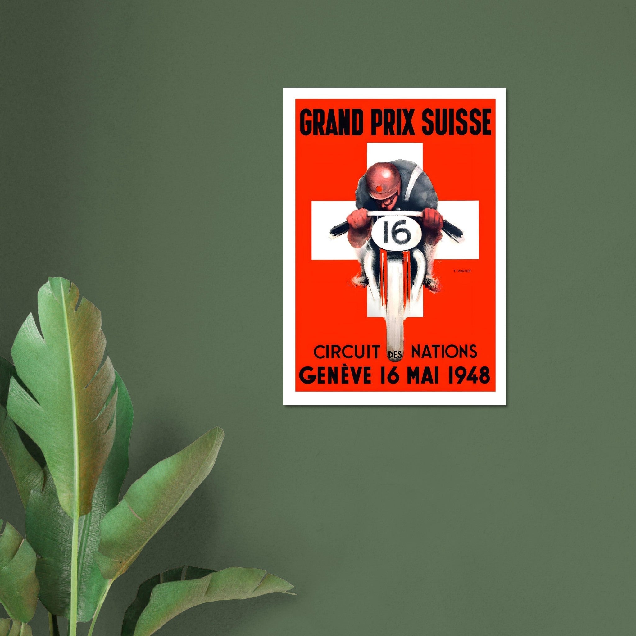 1948 Grand Prix Suisse Geneva Motorcycle Poster - Transit Art