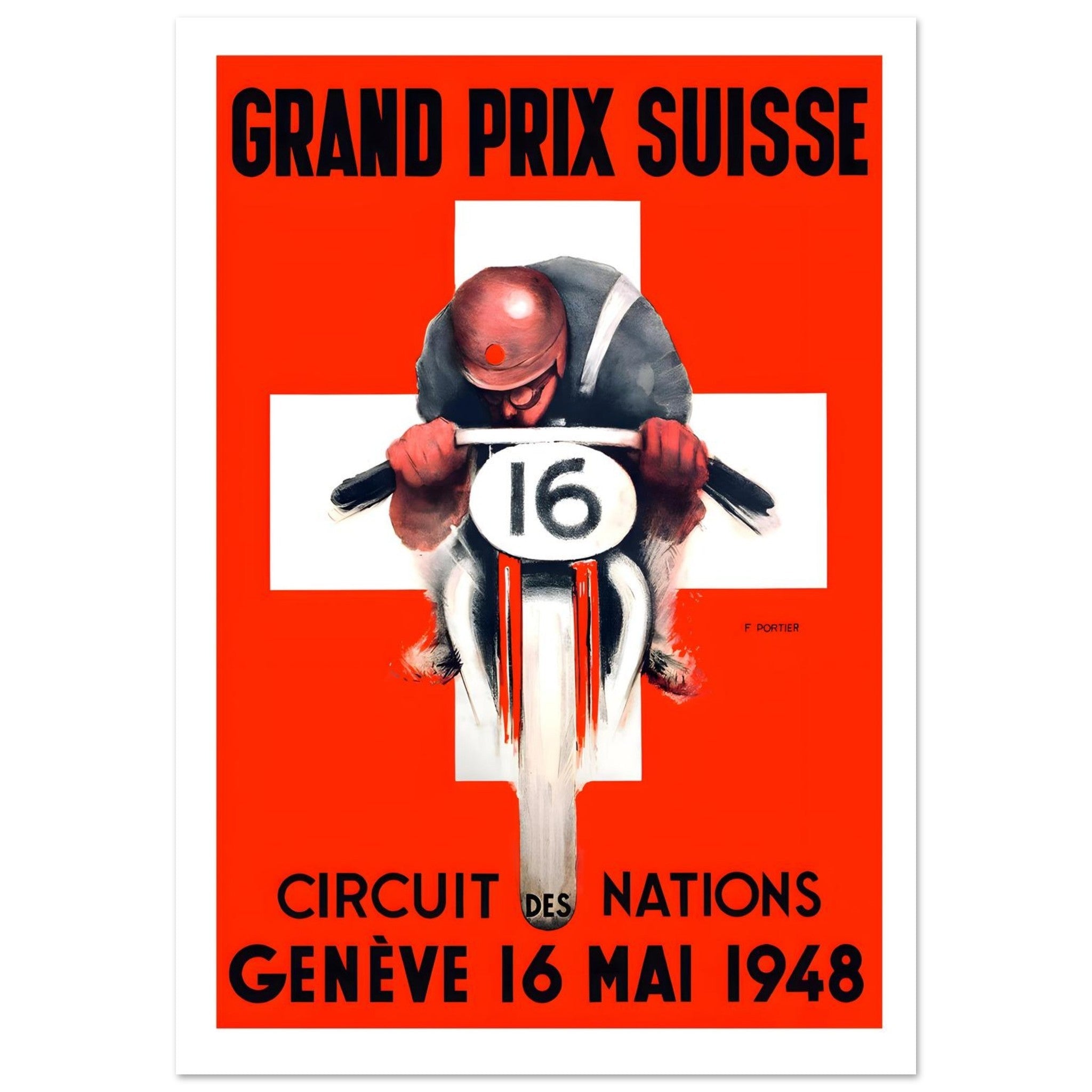 1948 Grand Prix Suisse Geneva Motorcycle Poster - Transit Art