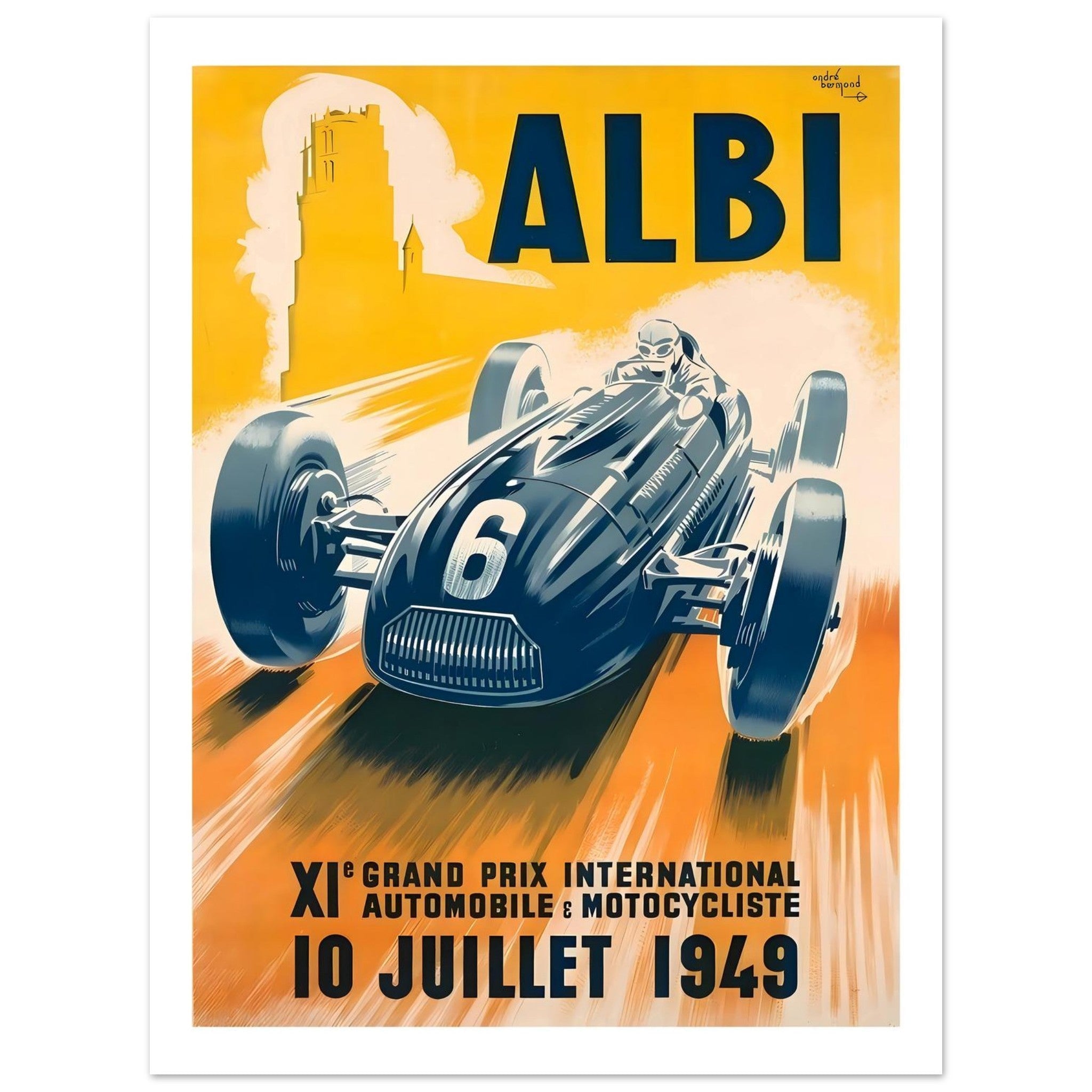 1949 Albi Grand Prix International Poster - Transit Art