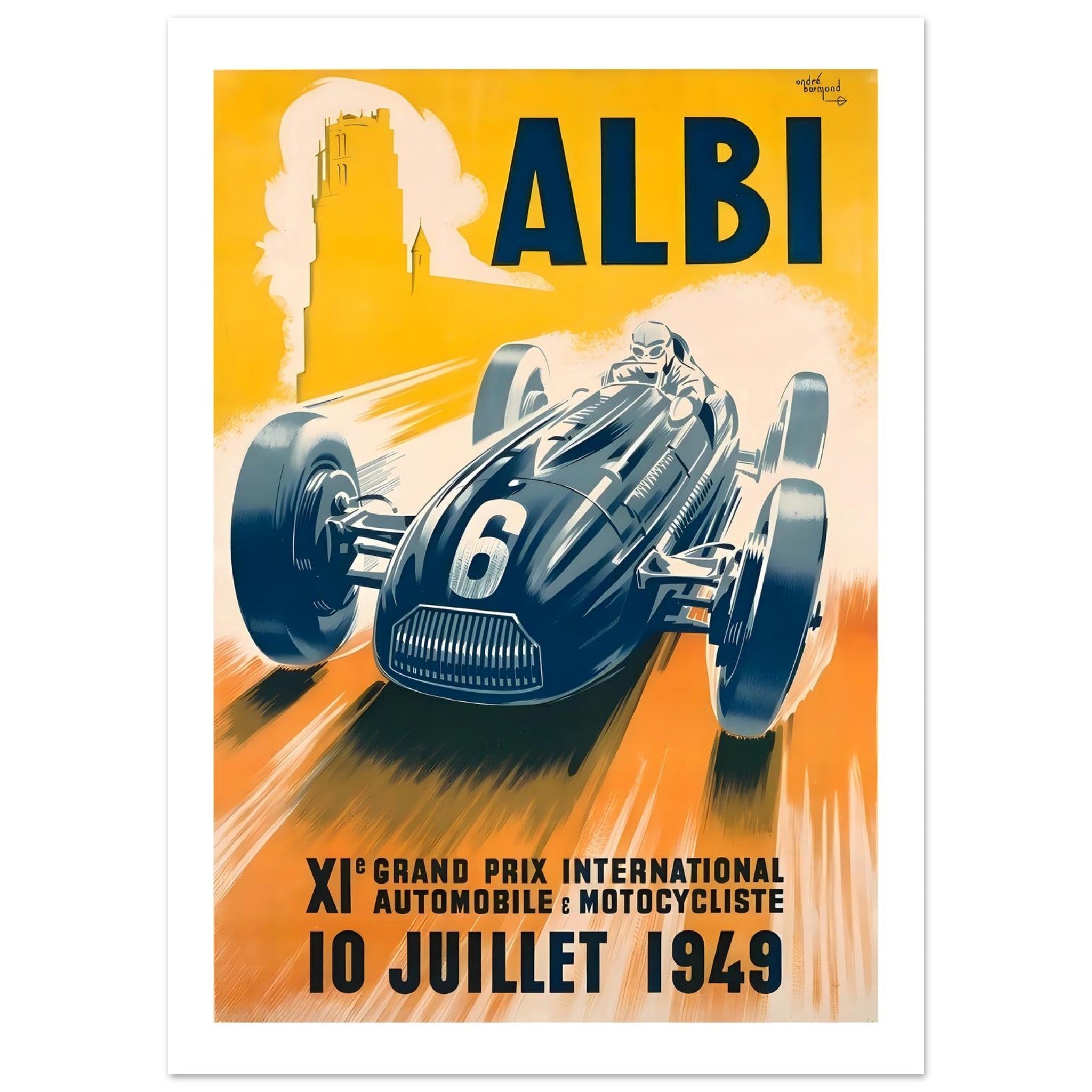 1949 Albi Grand Prix International Poster - Transit Art