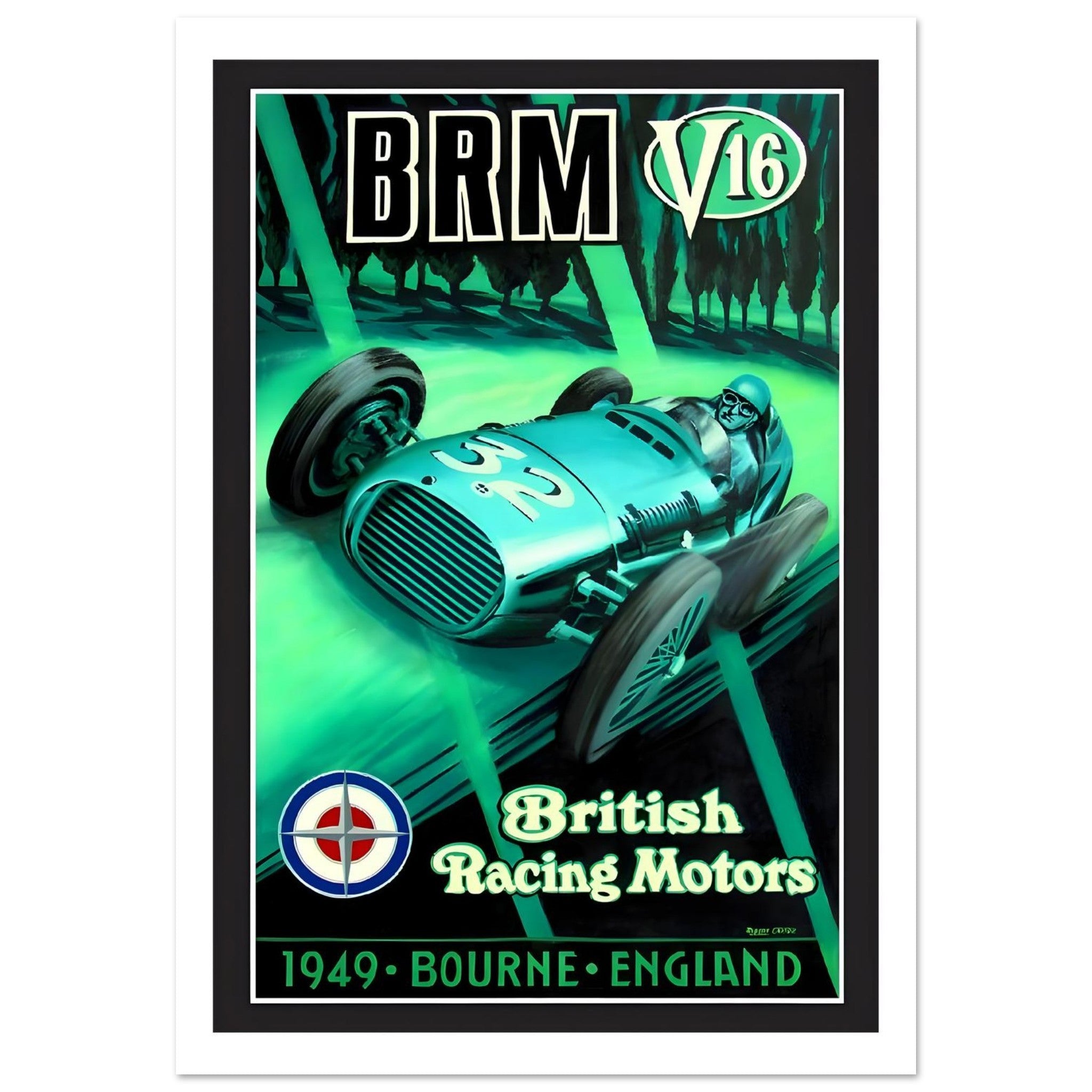 1949 BRM V16 British Racing Motors Poster - Transit Art
