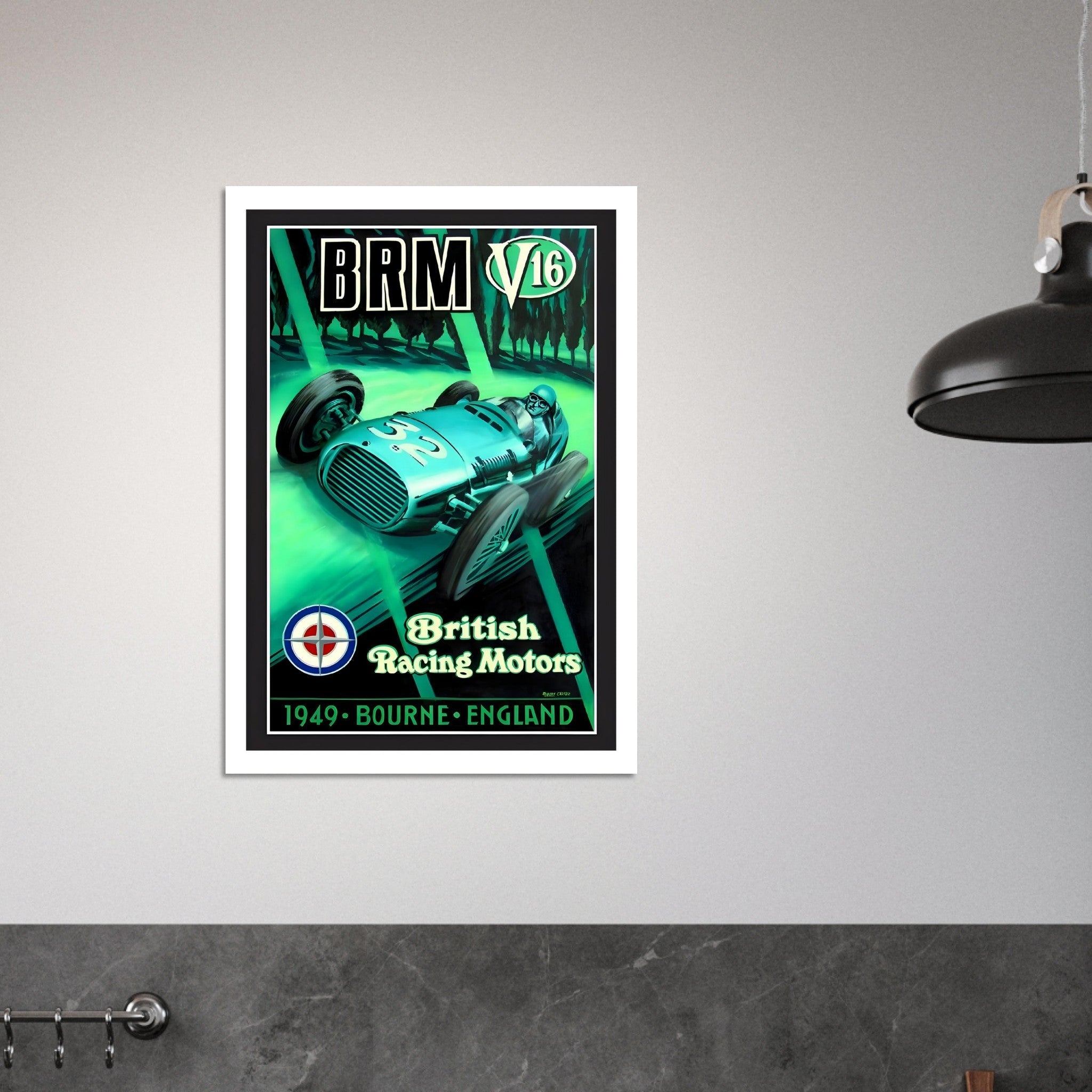 1949 BRM V16 British Racing Motors Poster - Transit Art