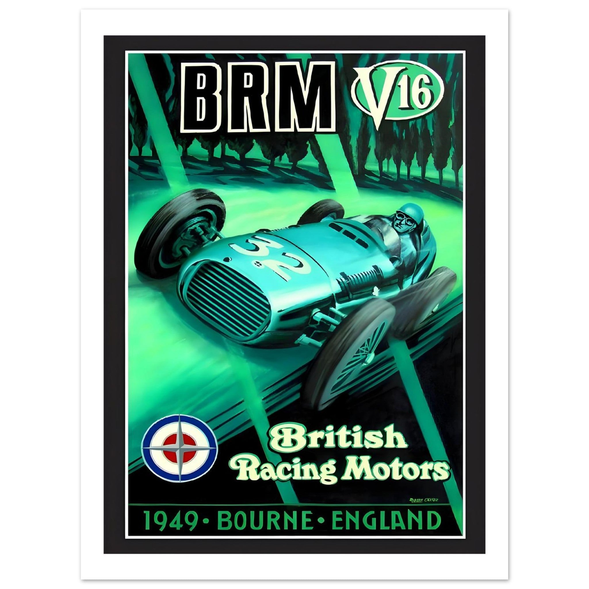 1949 BRM V16 British Racing Motors Poster - Transit Art