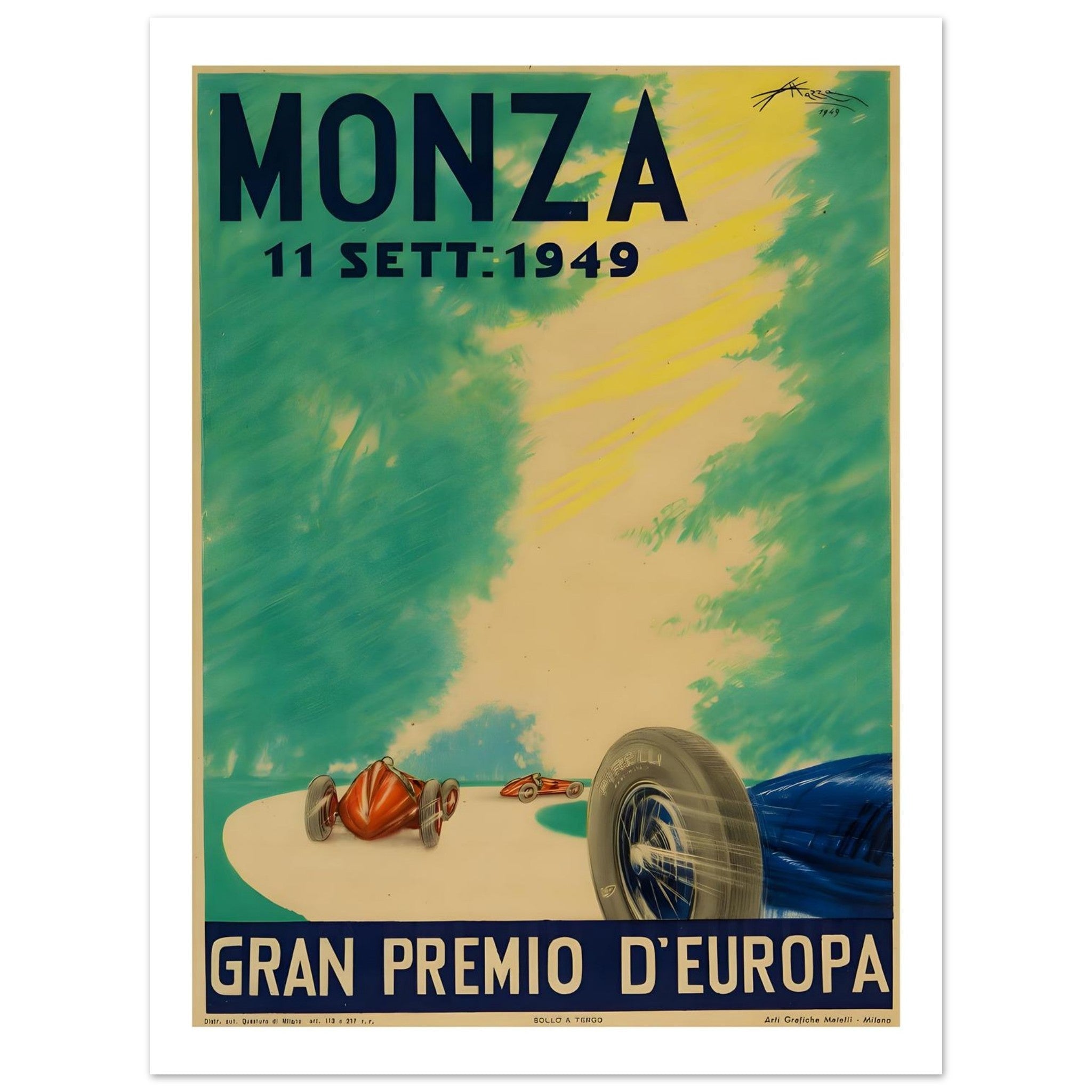 1949 Monza Gran Premio d’Europa Racing Poster - Transit Art