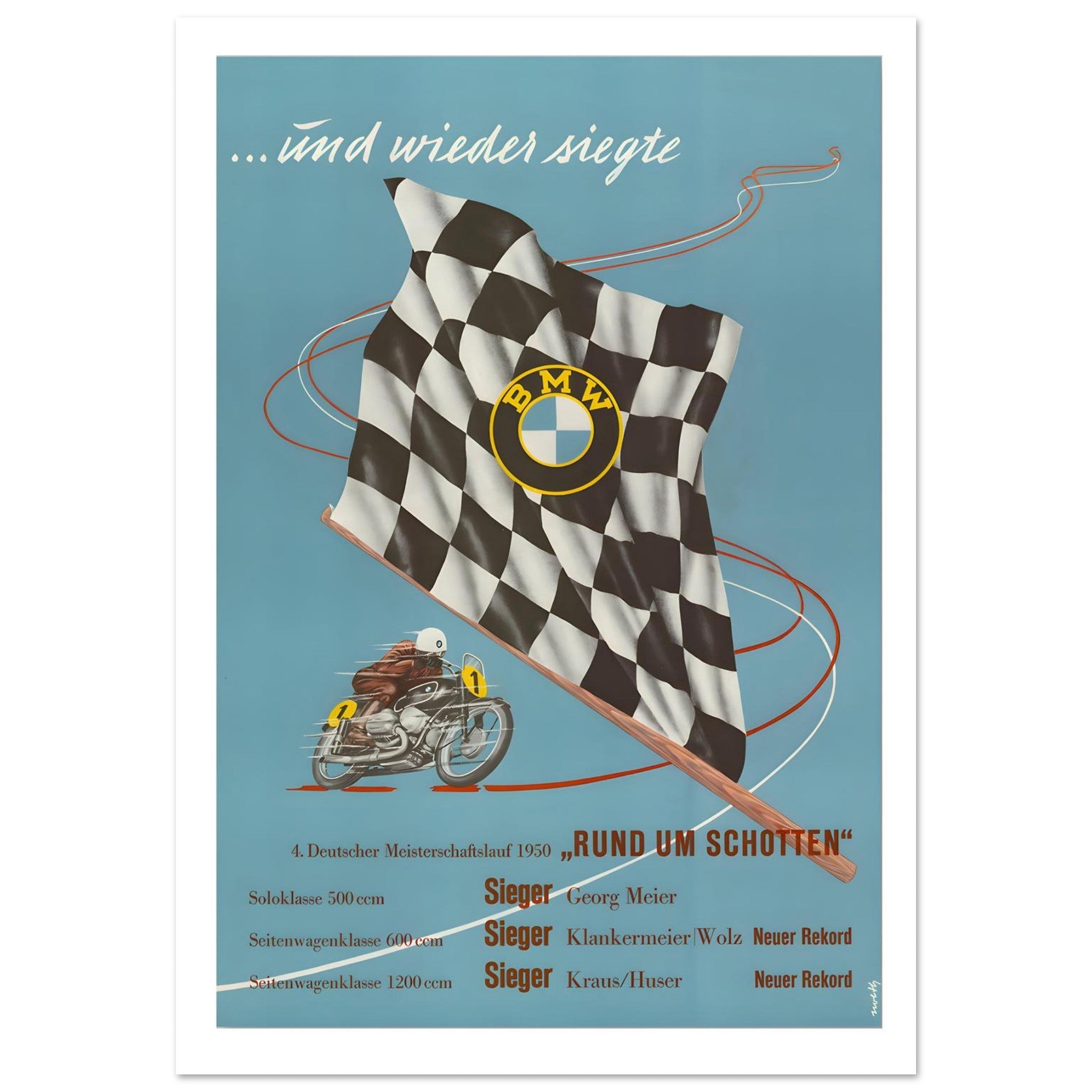 1950 BMW Race Victory Poster - Transit Art