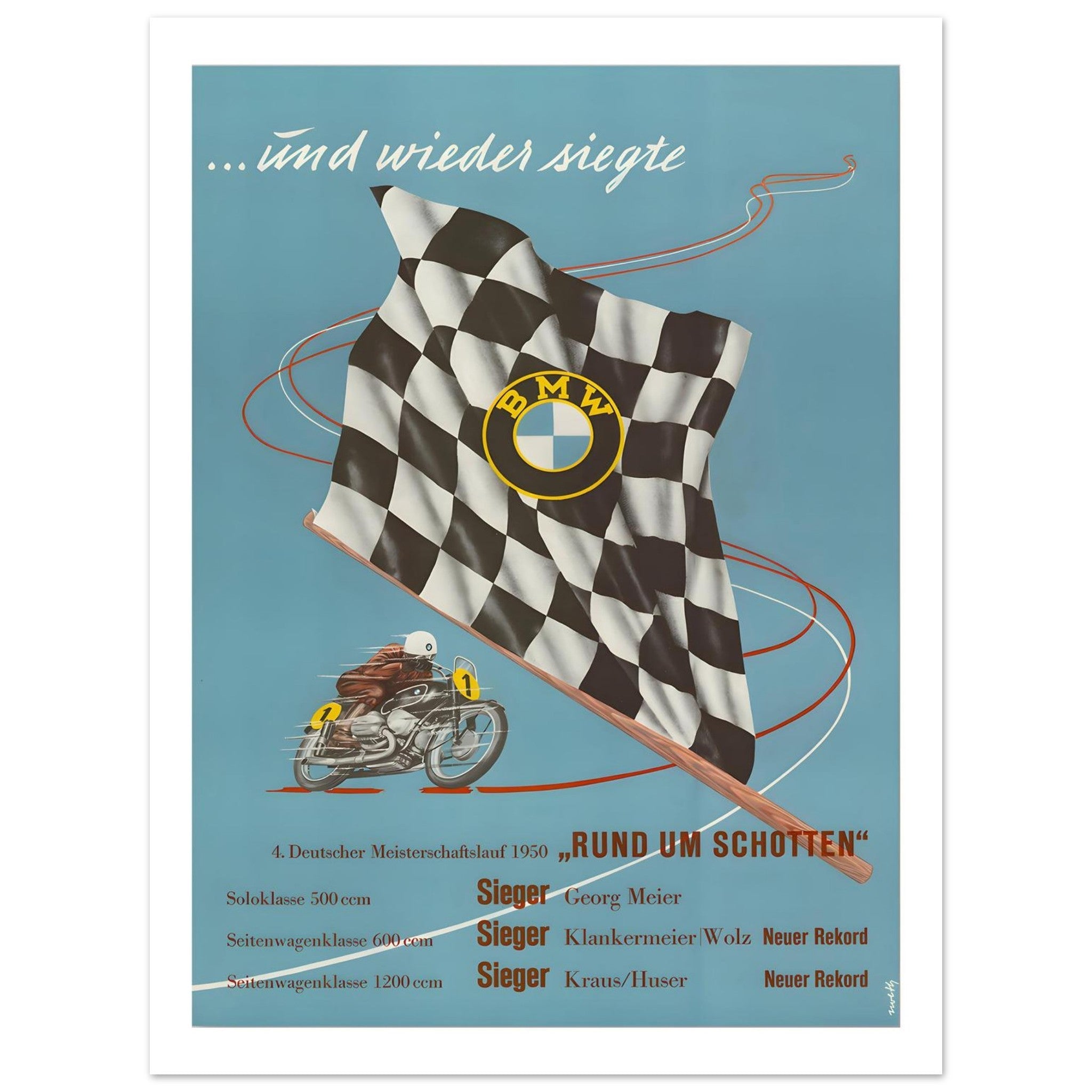 1950 BMW Race Victory Poster - Transit Art