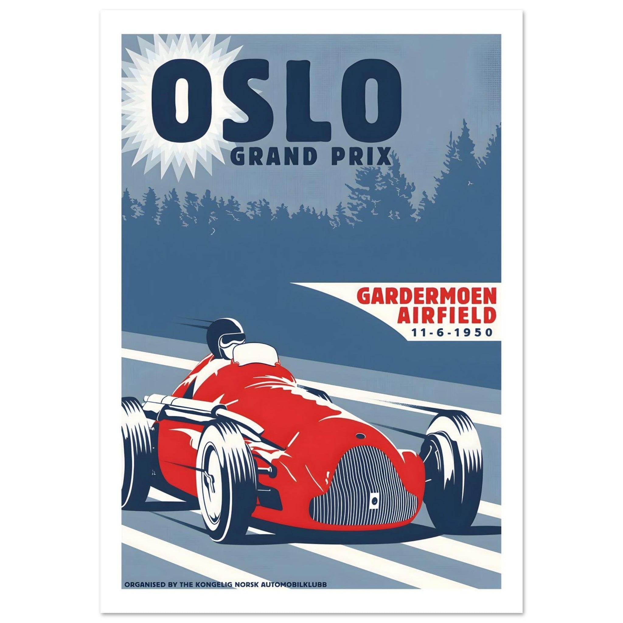1950 Oslo Grand Prix Gardermoen Poster - Transit Art