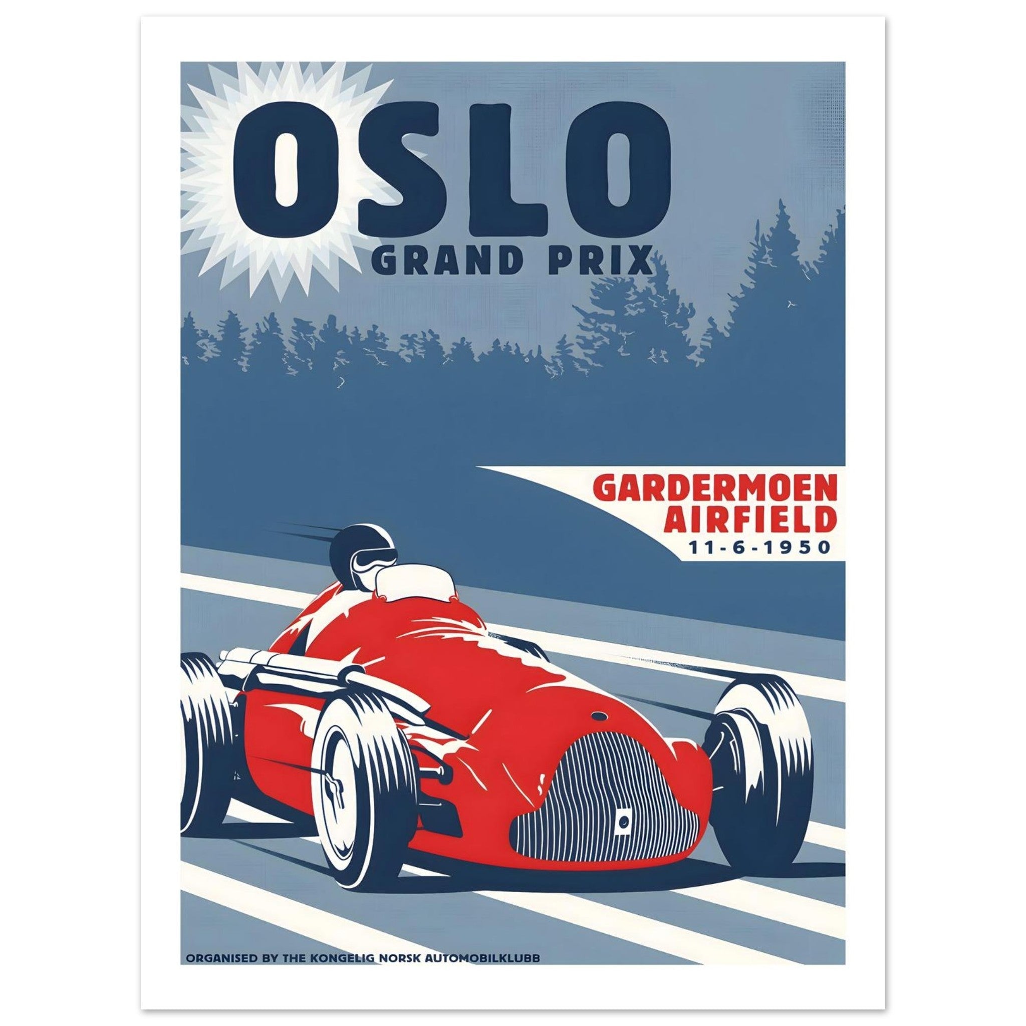 1950 Oslo Grand Prix Gardermoen Poster - Transit Art