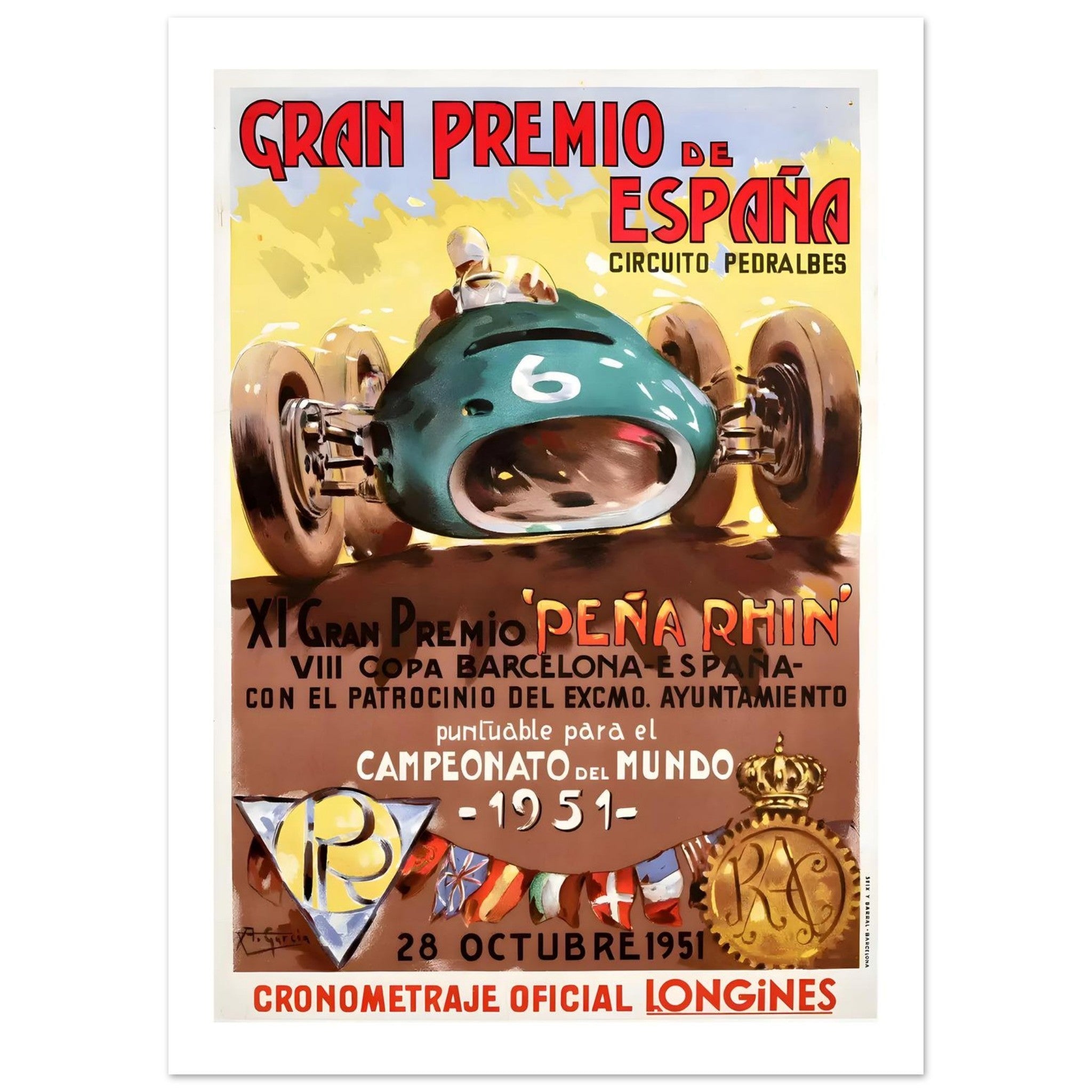 1951 Gran Premio de España Pedralbes Poster - Transit Art