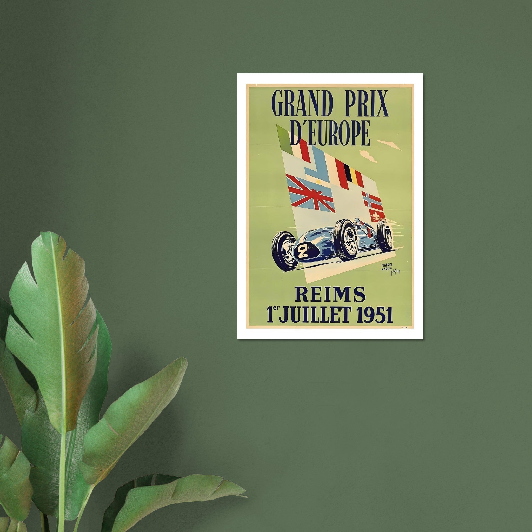 1951 Grand Prix d’Europe Reims Poster - Transit Art