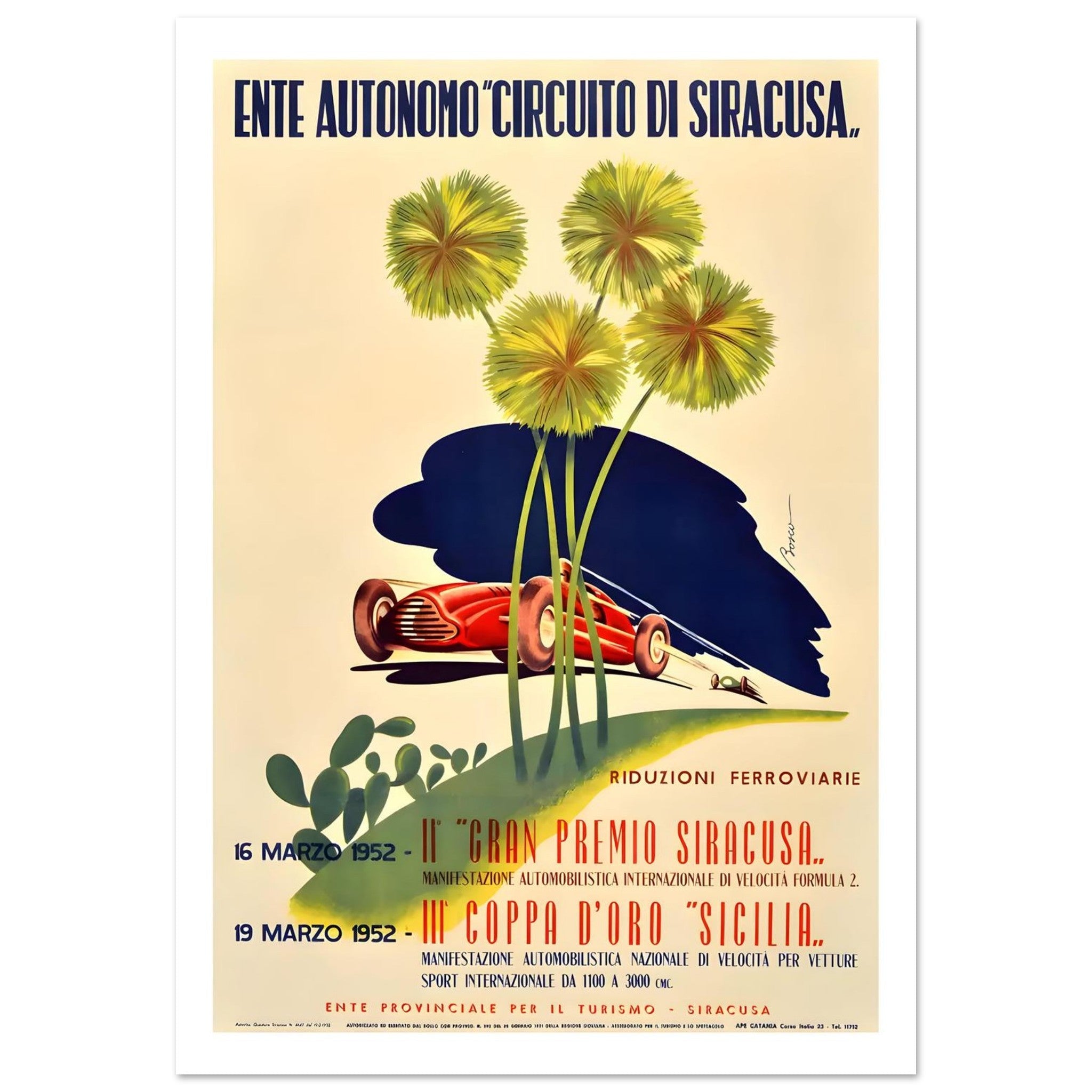 1952 Gran Premio Siracusa &amp; Coppa d’Oro Sicilia Poster - Transit Art