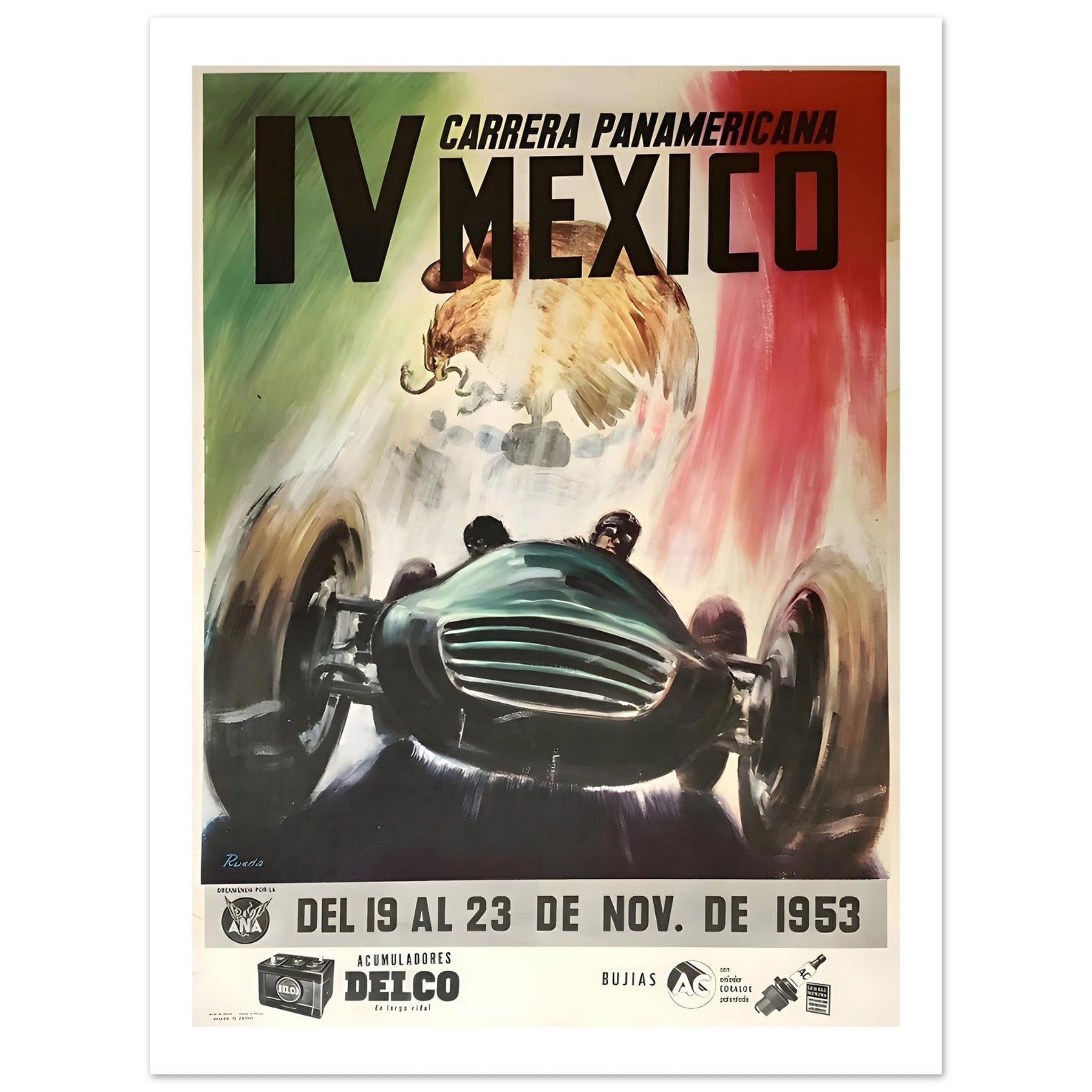 1953 IV Carrera Panamericana Mexico Poster - Transit Art