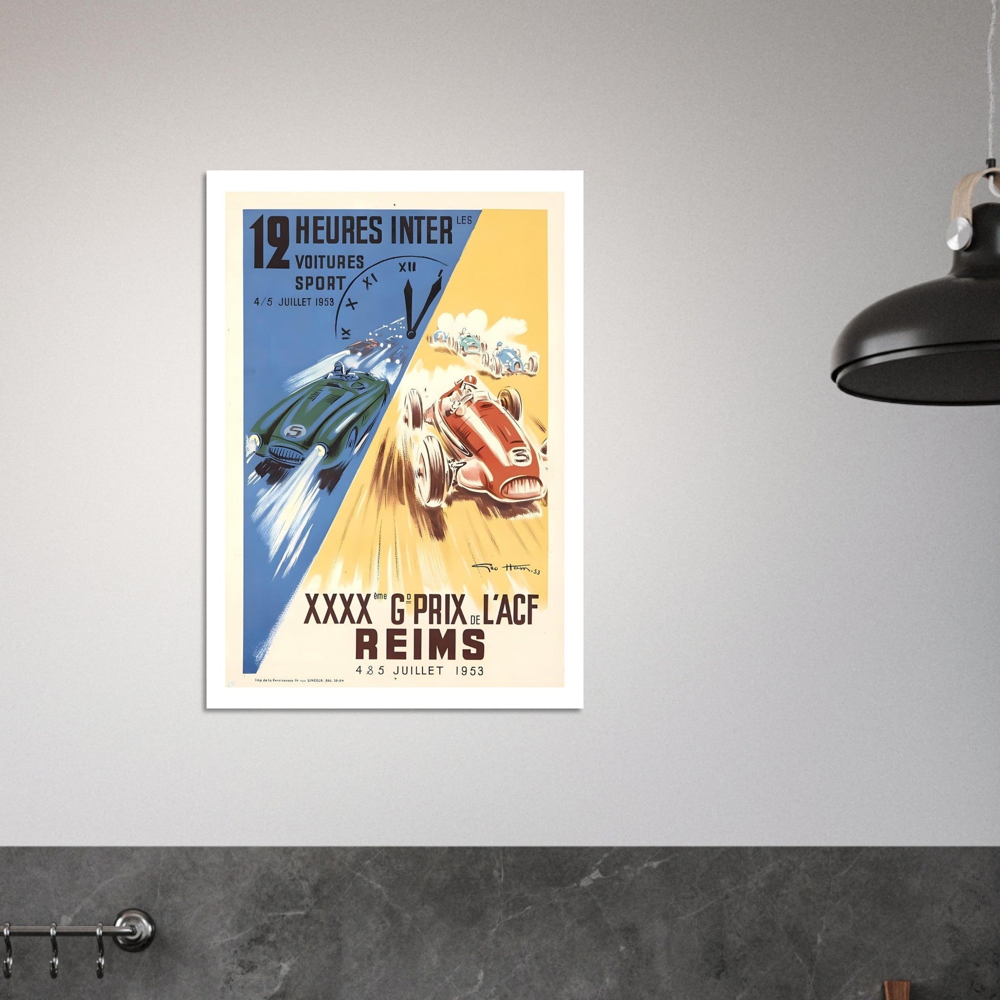 1953 Reims 12 Heures &amp; Grand Prix Poster - Transit Art