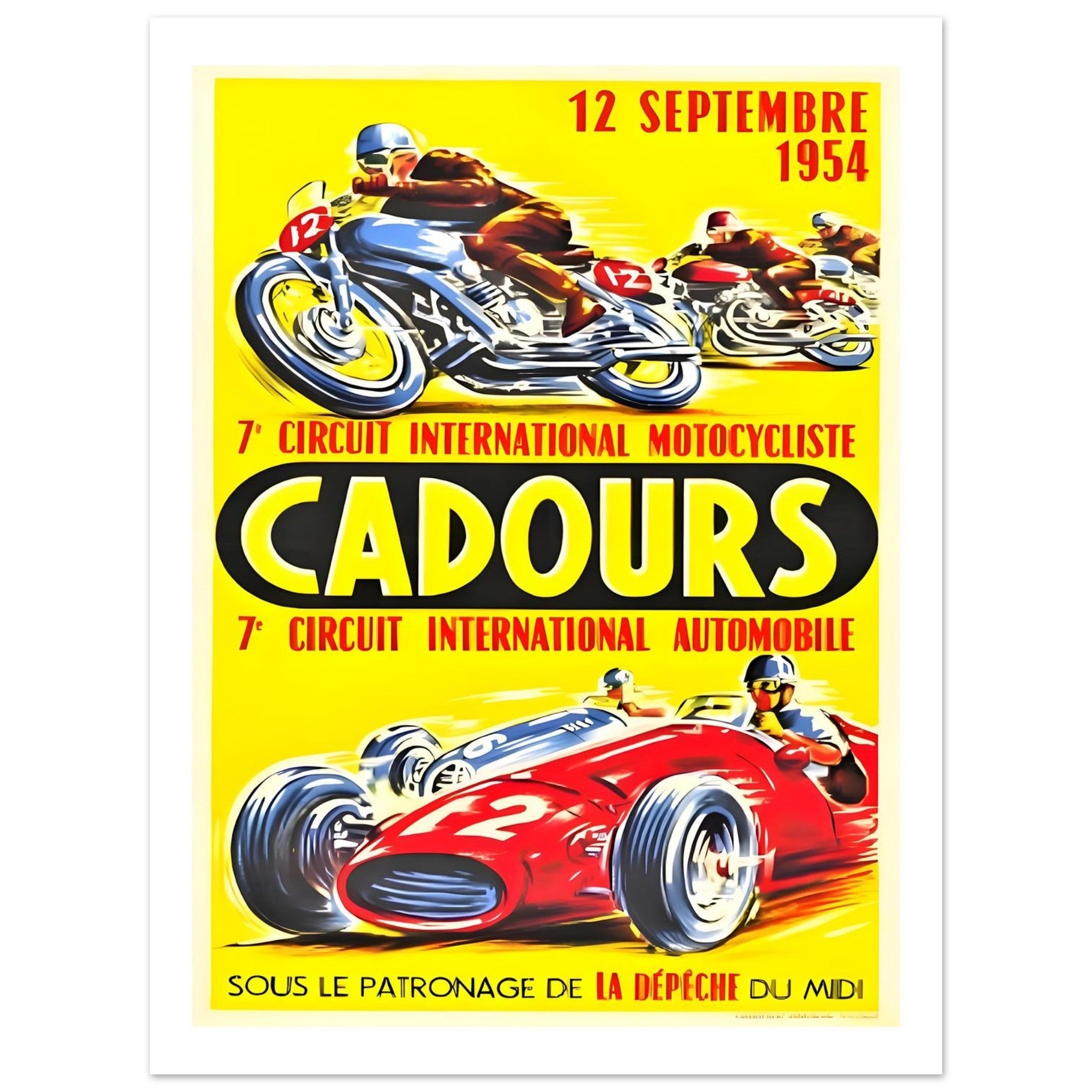 1954 Cadours International Motor & Auto Circuit Poster - Transit Art