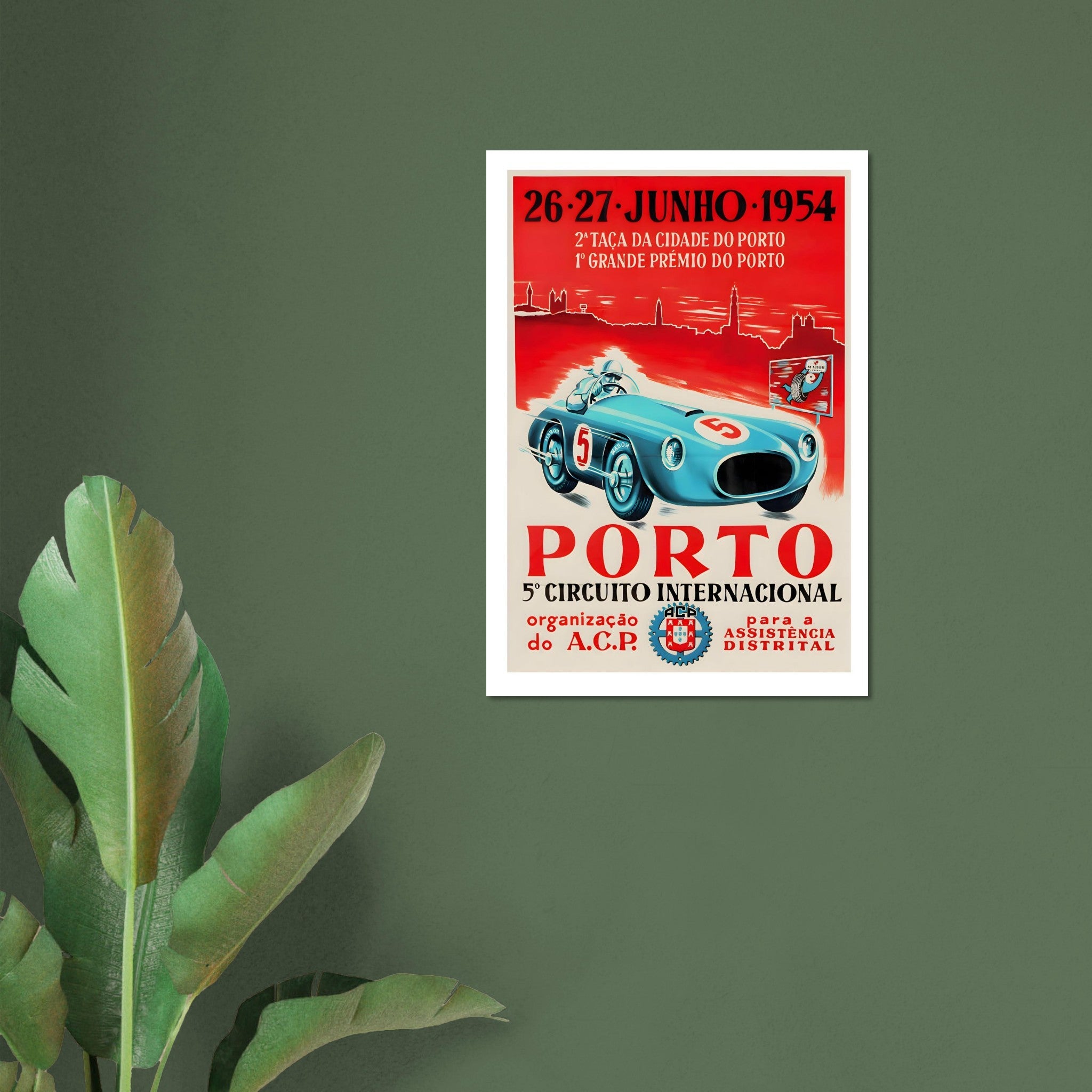 1954 Porto 5º Circuito Internacional Racing Poster - Transit Art