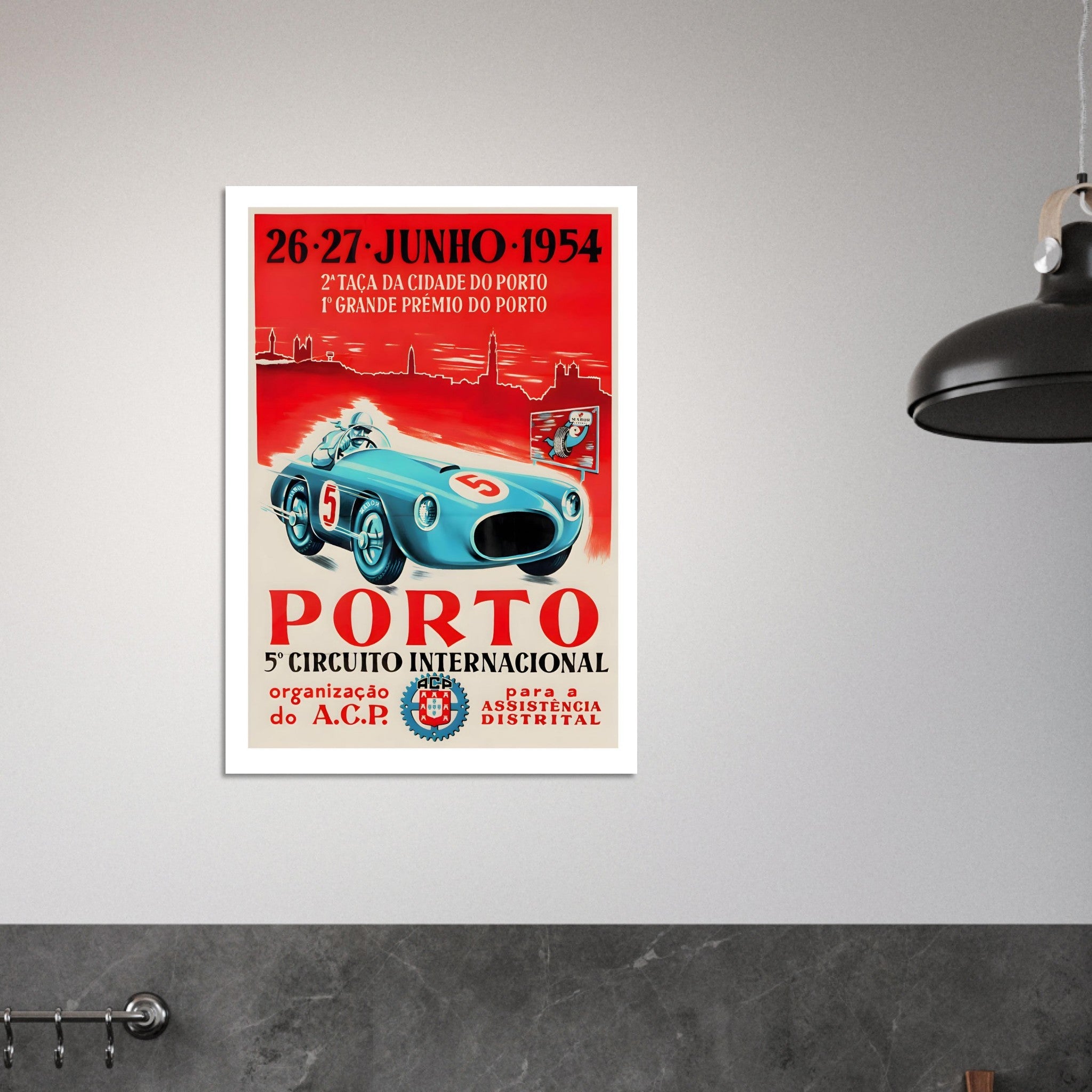 1954 Porto 5º Circuito Internacional Racing Poster - Transit Art