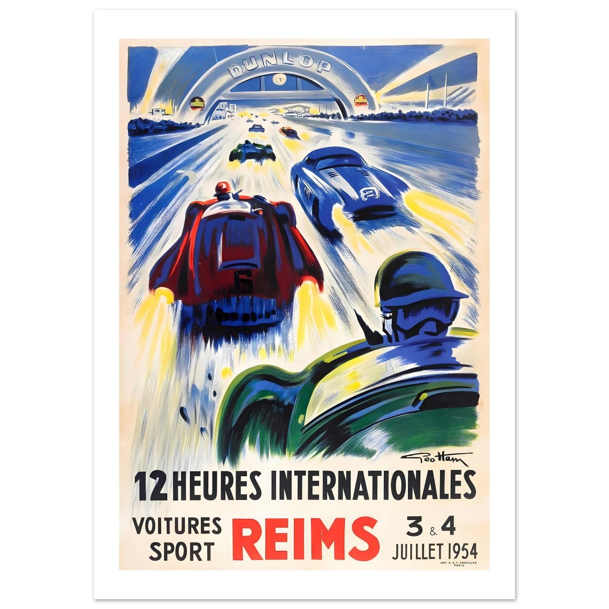 1954 Reims 12 Heures Internationales Night Thunder Poster - Transit Art