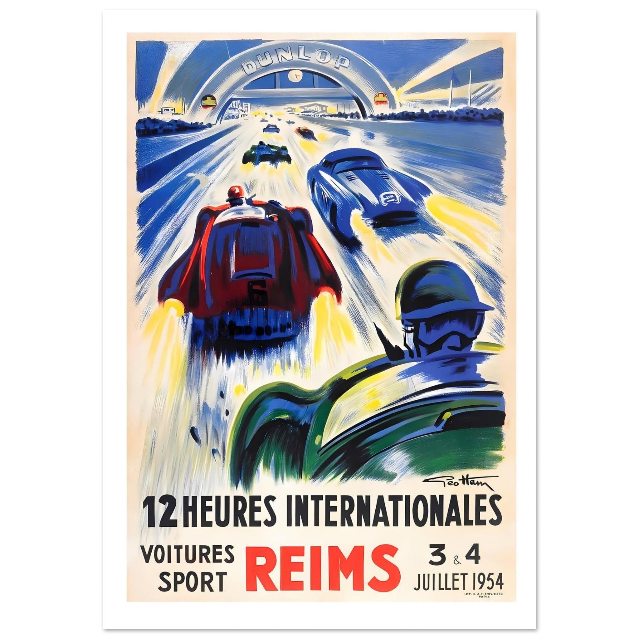 1954 Reims 12 Heures Internationales Night Thunder Poster - Transit Art