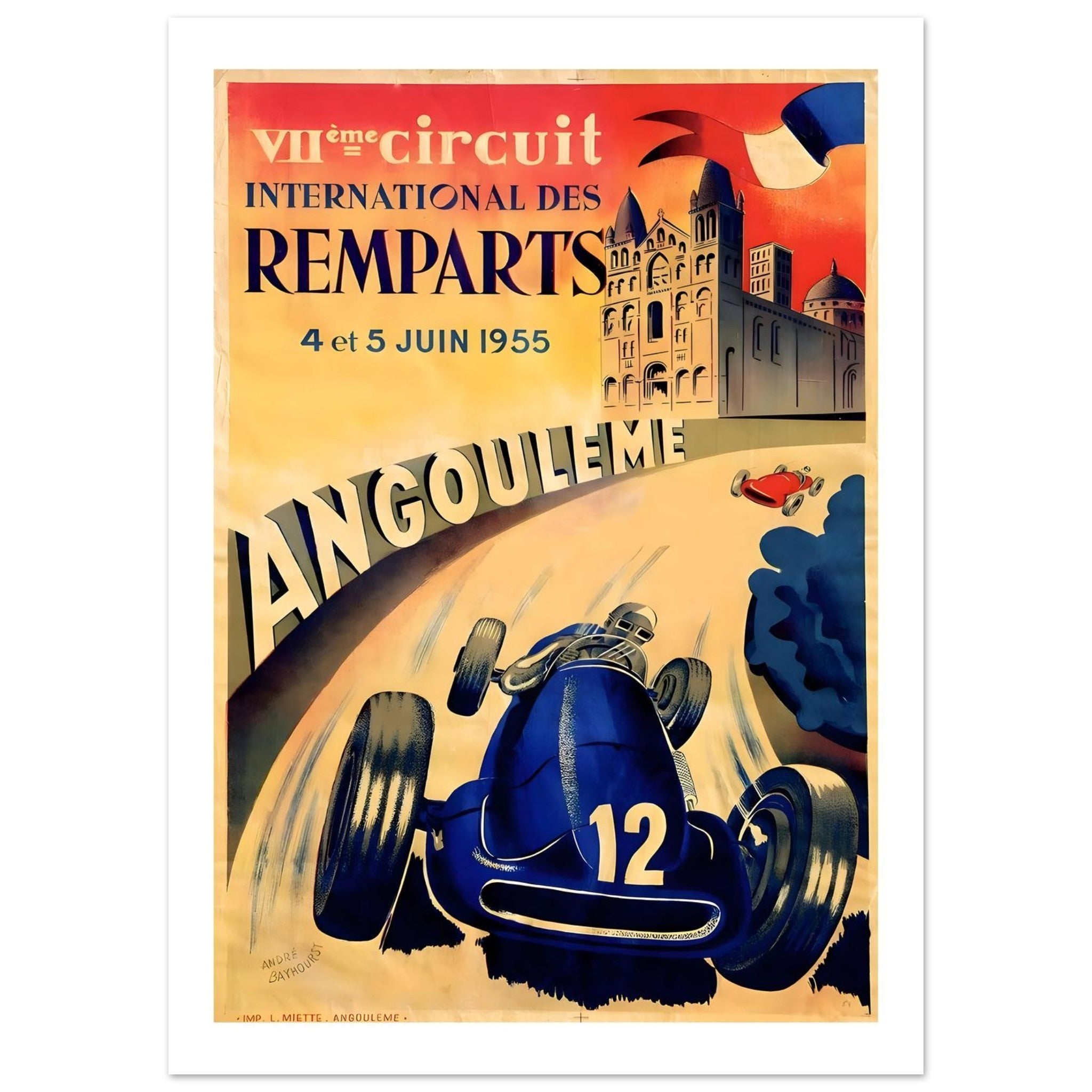 1955 Angoulême Circuit des Remparts Grand Prix Poster - Transit Art