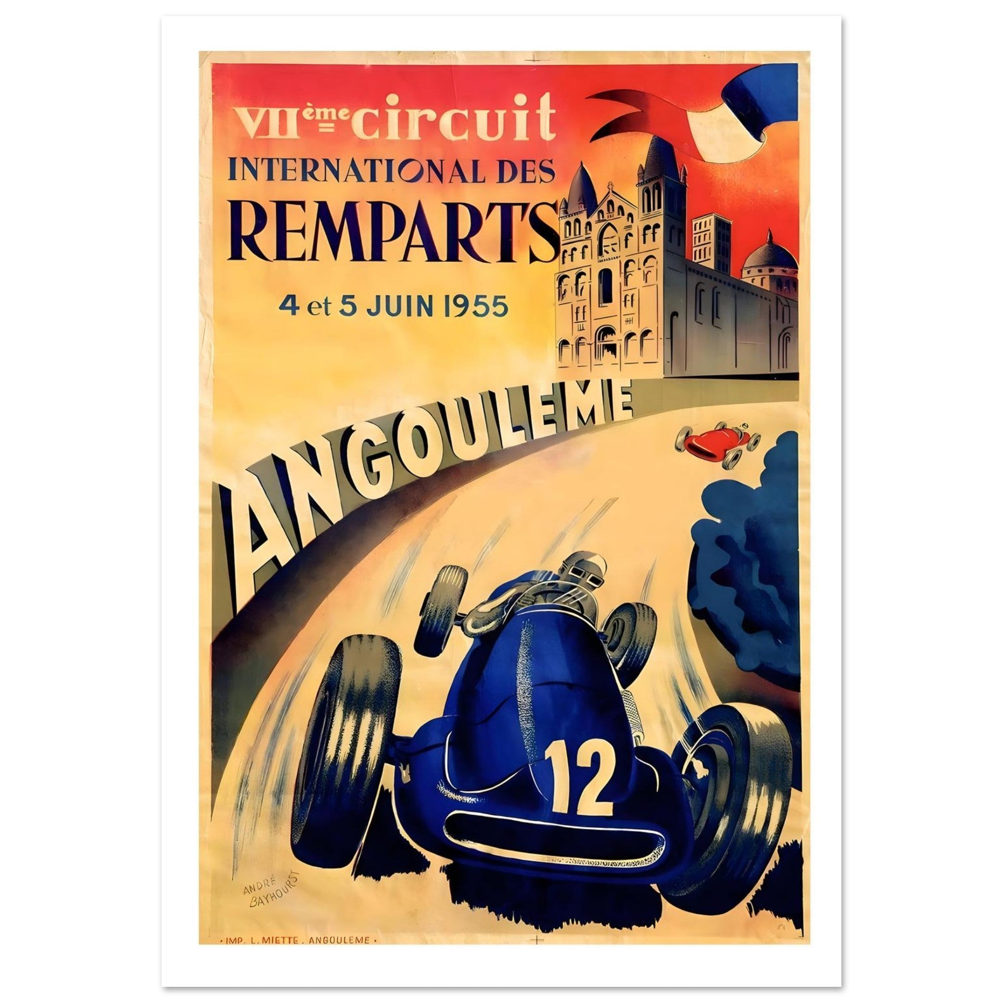 1955 Angoulême Circuit des Remparts Grand Prix Poster - Transit Art