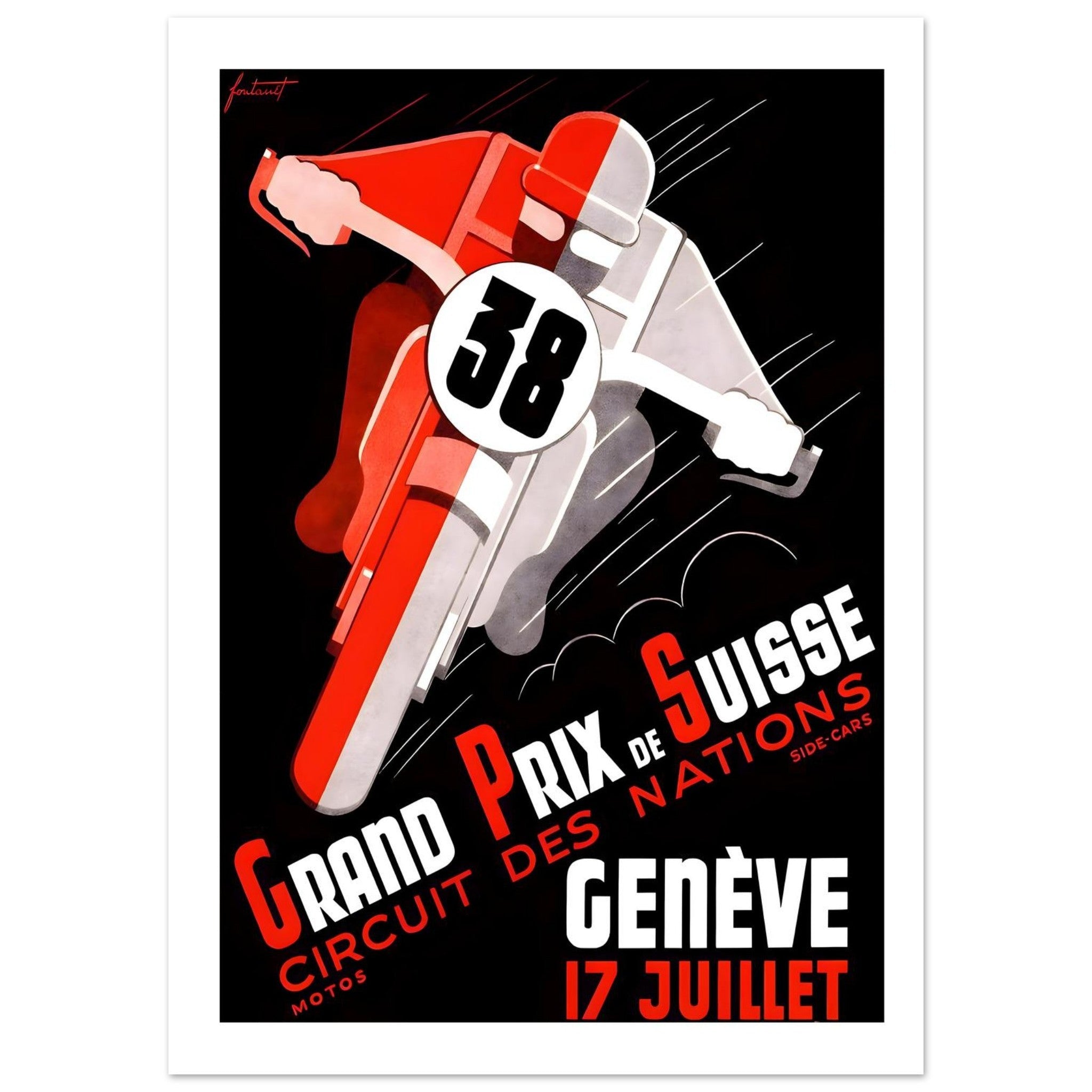 1955 Grand Prix de Suisse Geneva Poster - Transit Art
