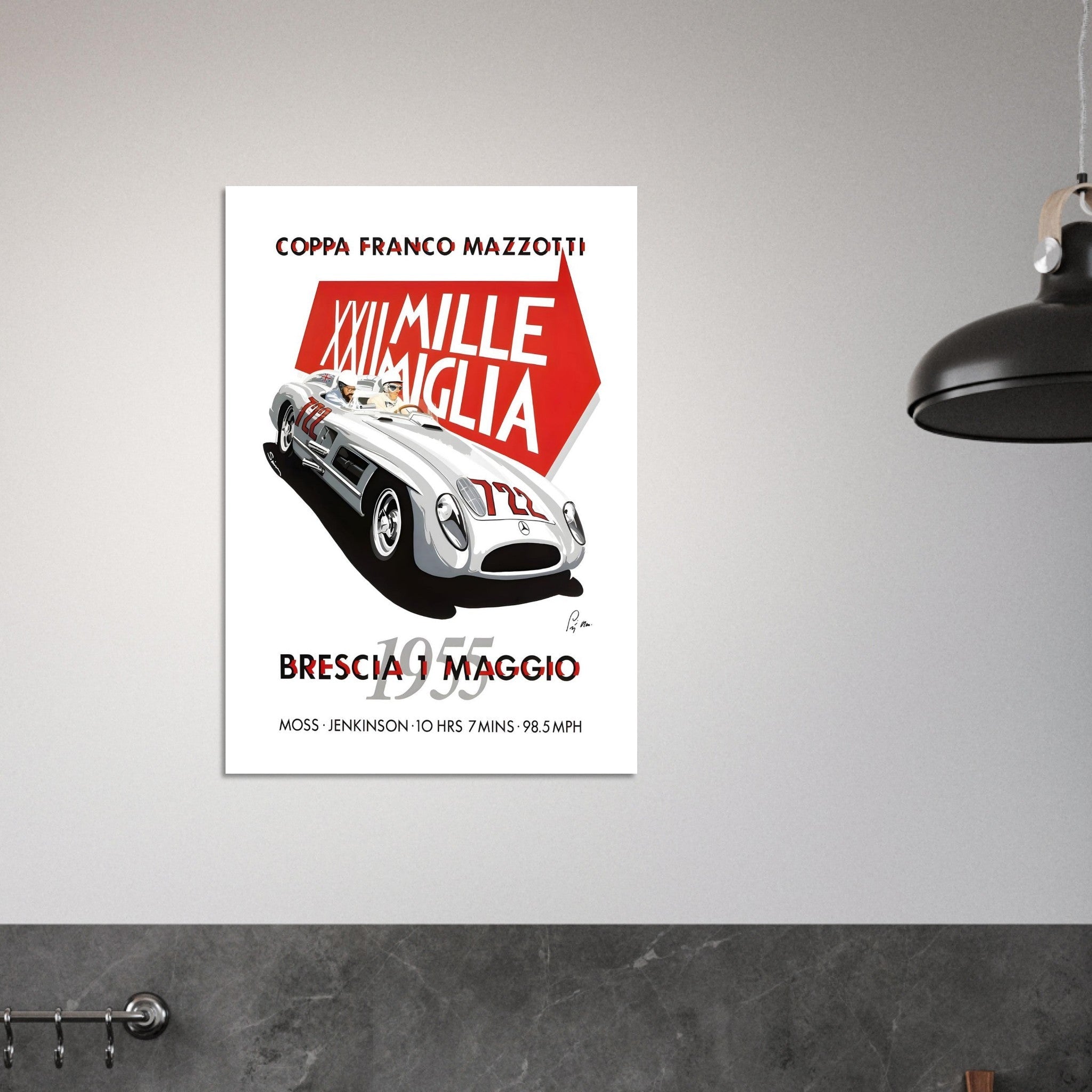 1955 Mille Miglia Moss &amp; Jenkinson Poster - Transit Art