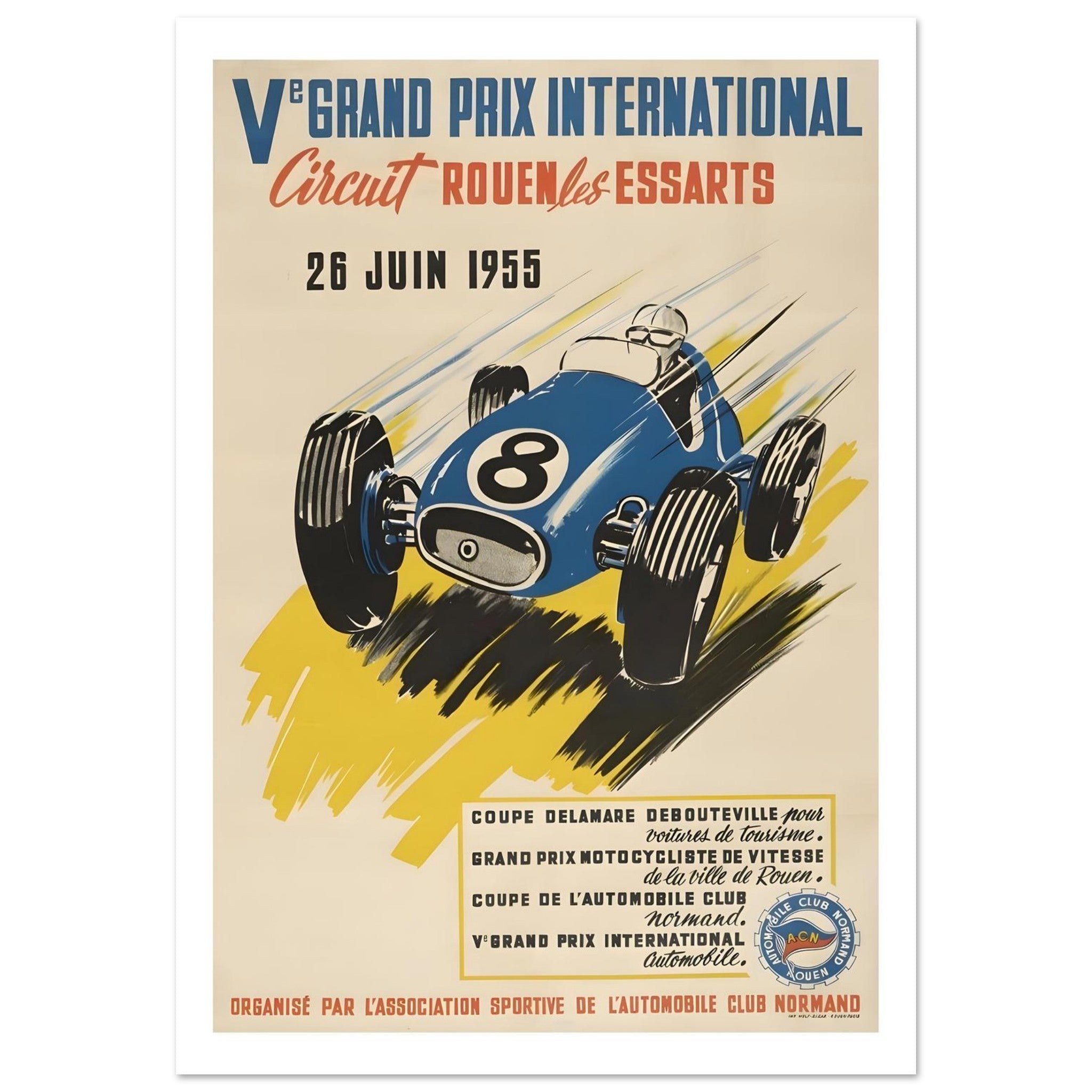 1955 Rouen - les - Essarts Grands Prix International Poster - Transit Art