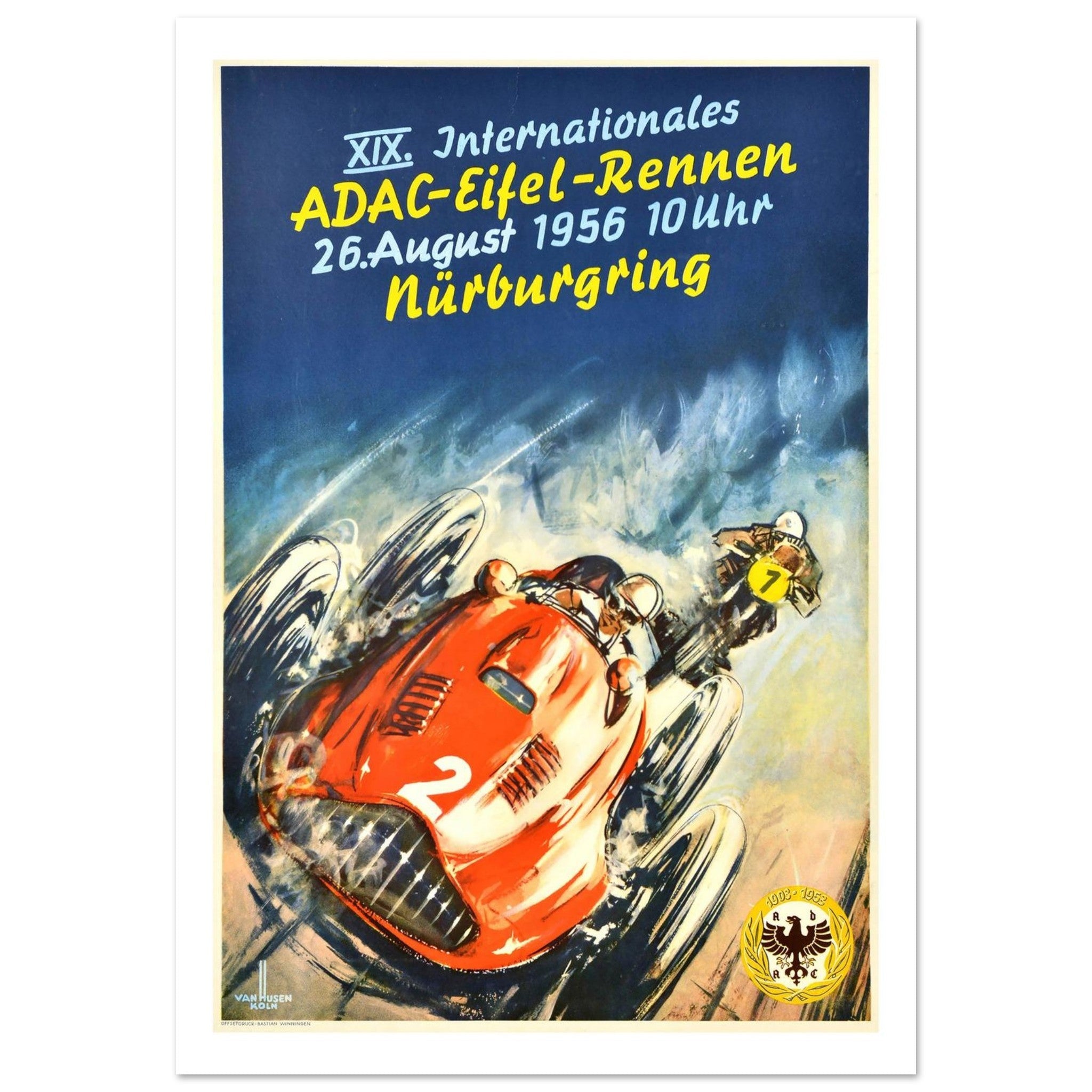 1956 Nürburgring XIX Internationales ADAC - Eifel - Rennen Poster - Transit Art