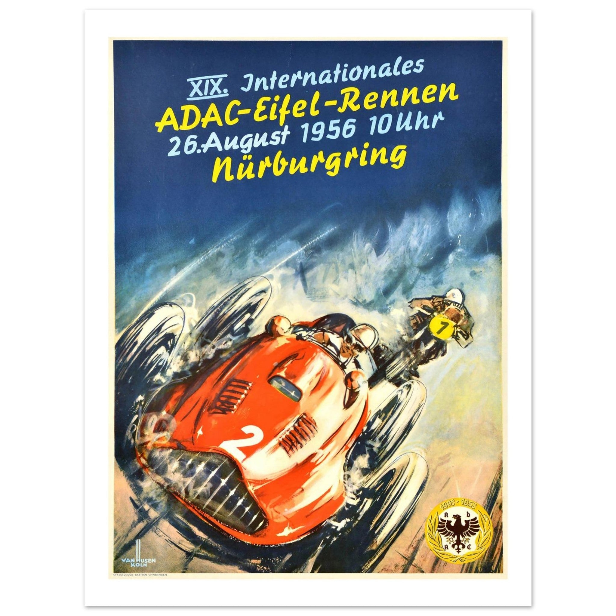 1956 Nürburgring XIX Internationales ADAC - Eifel - Rennen Poster - Transit Art