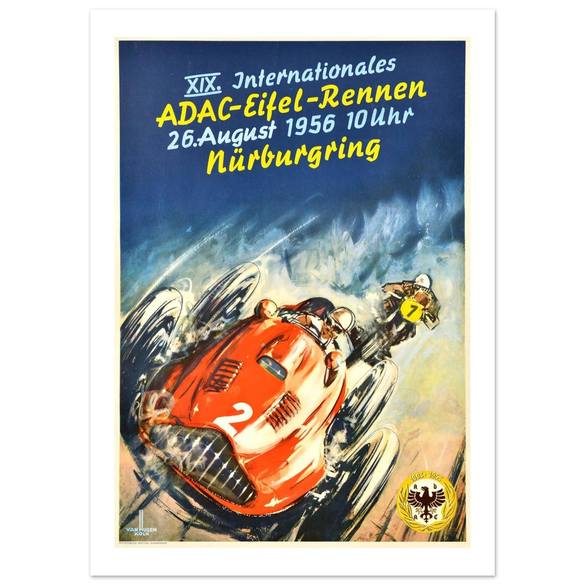 1956 Nürburgring XIX Internationales ADAC - Eifel - Rennen Poster - Transit Art