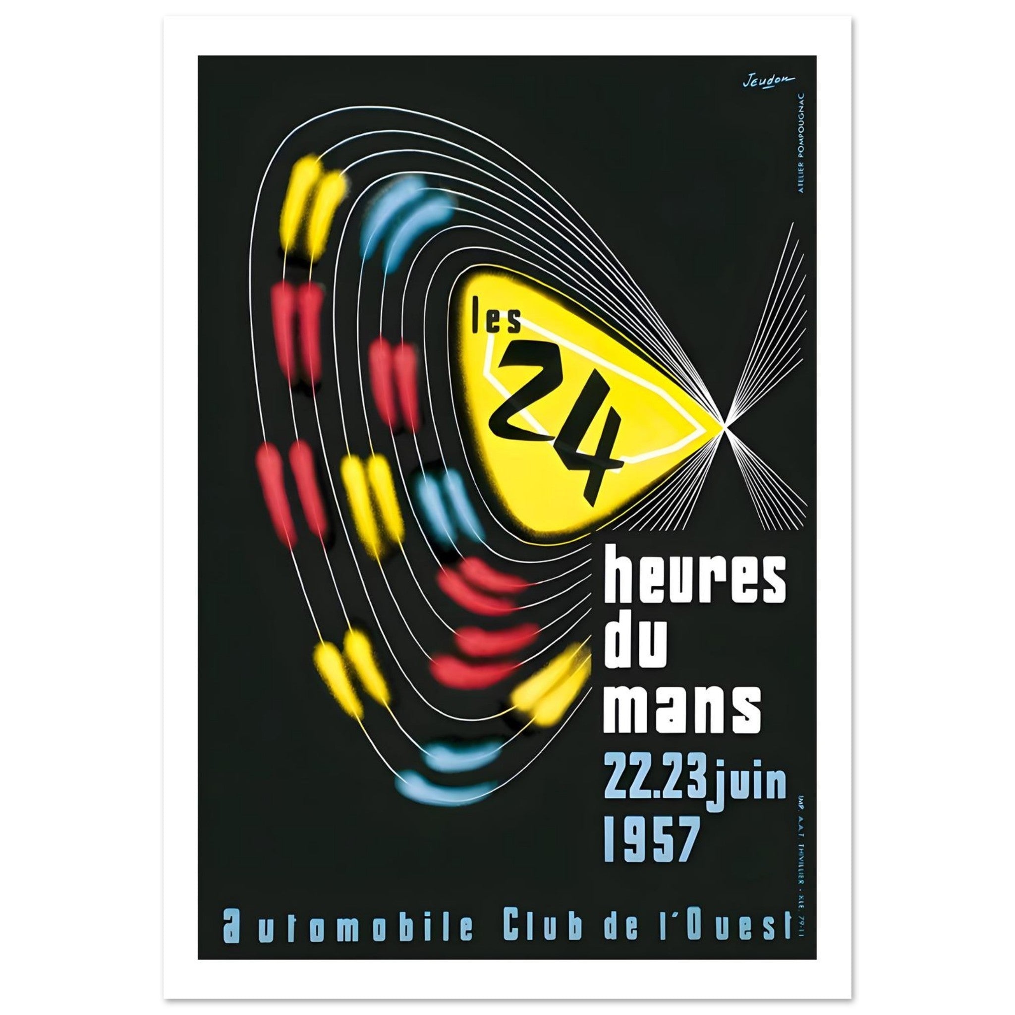 1957 24 Heures du Mans Abstract Speed Poster - Transit Art