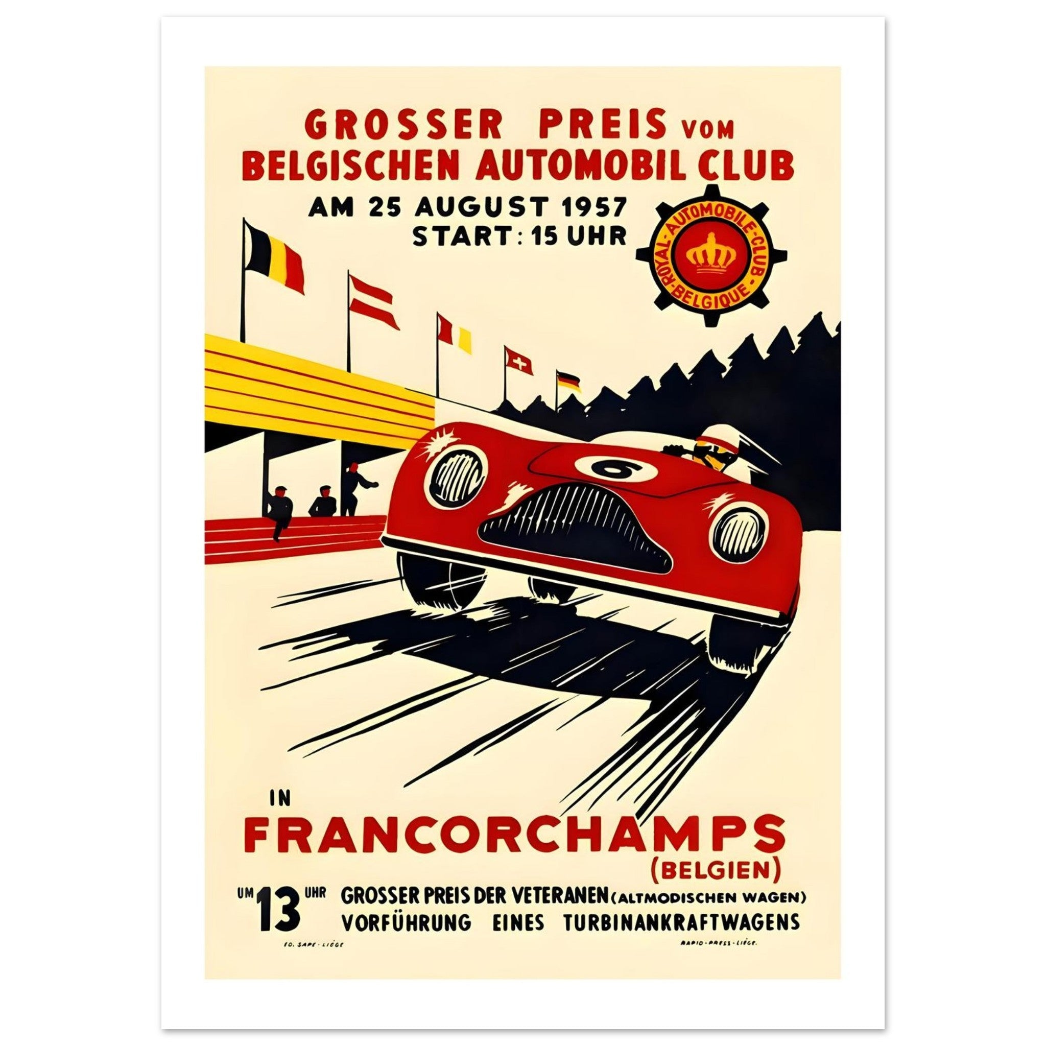 1957 Grosser Preis Francorchamps Racing Poster - Transit Art