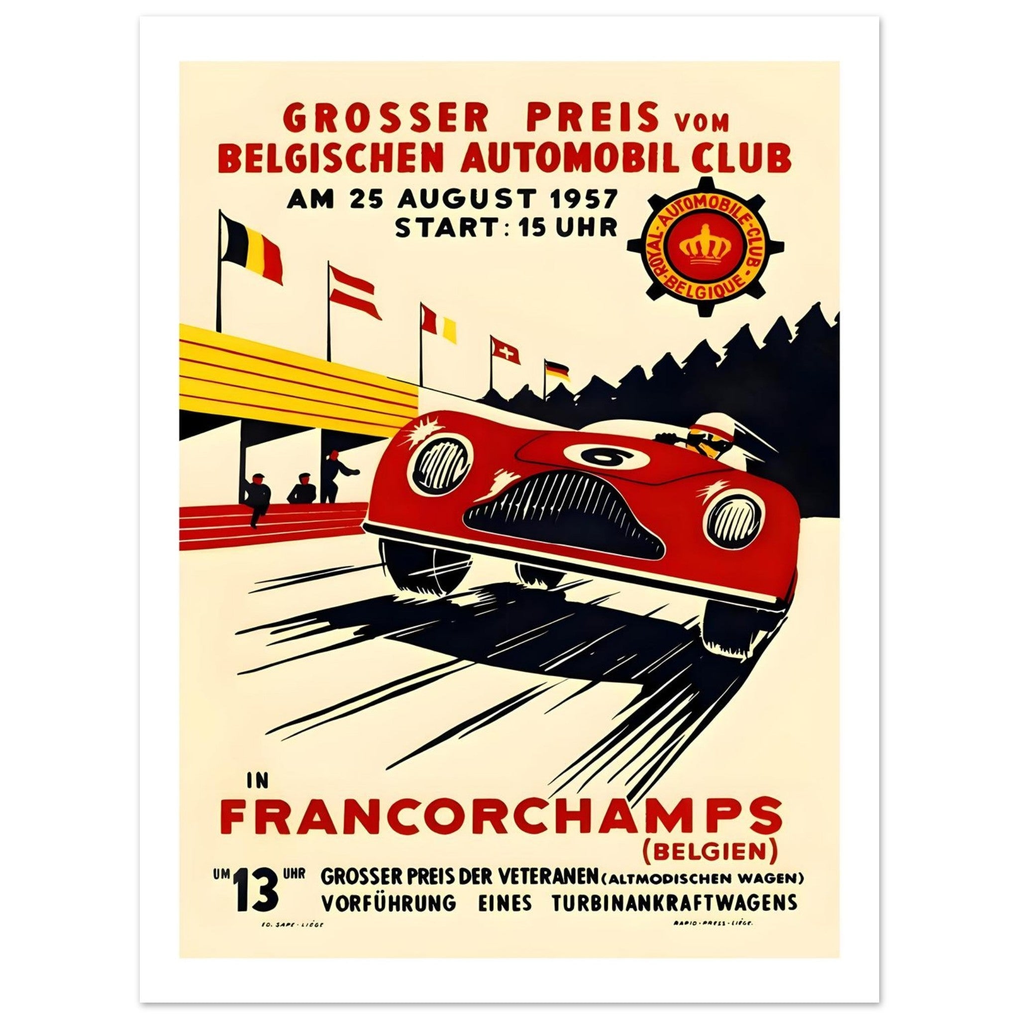 1957 Grosser Preis Francorchamps Racing Poster - Transit Art